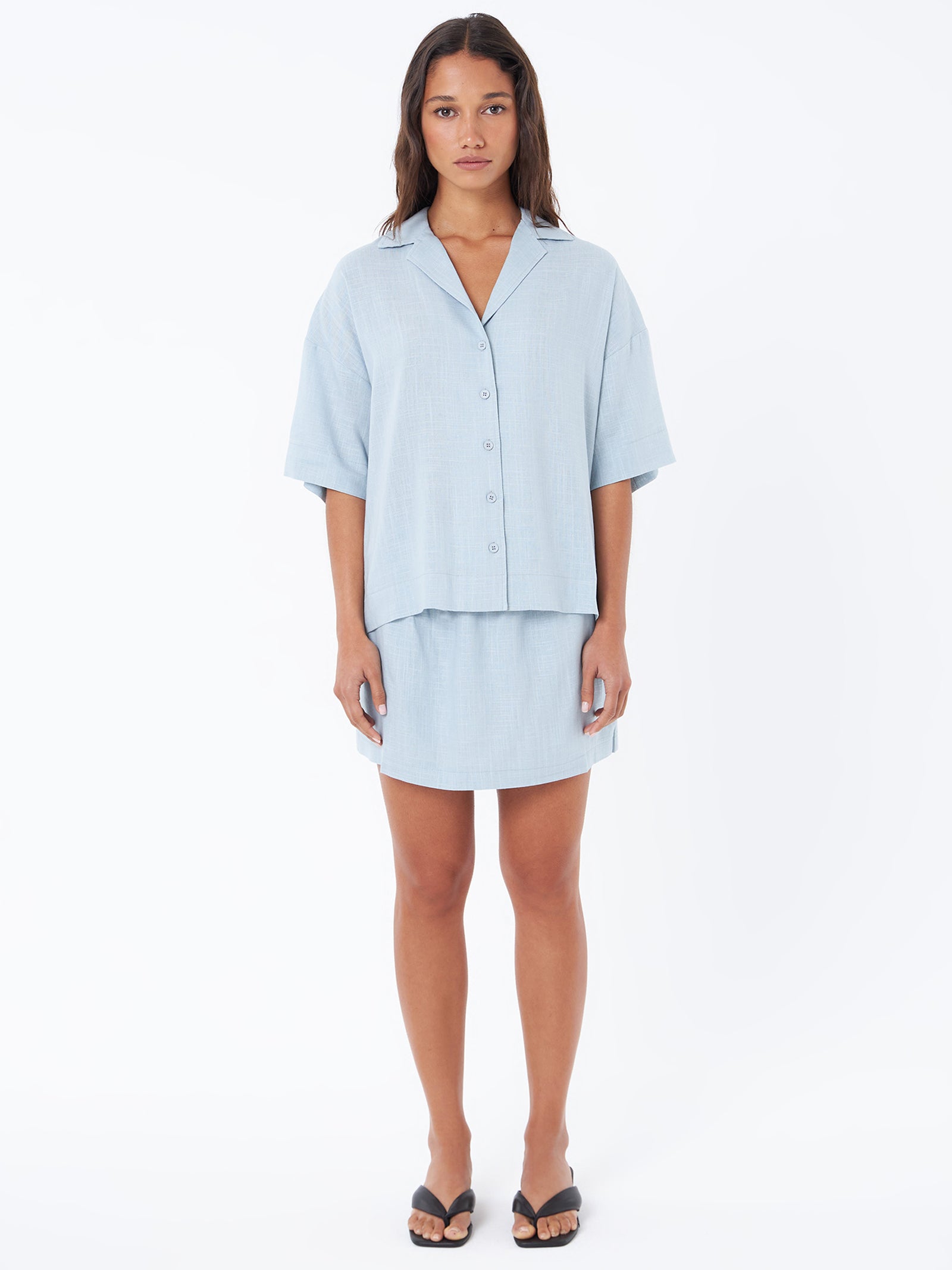 L&R Boxy Shirt In Icy Aqua