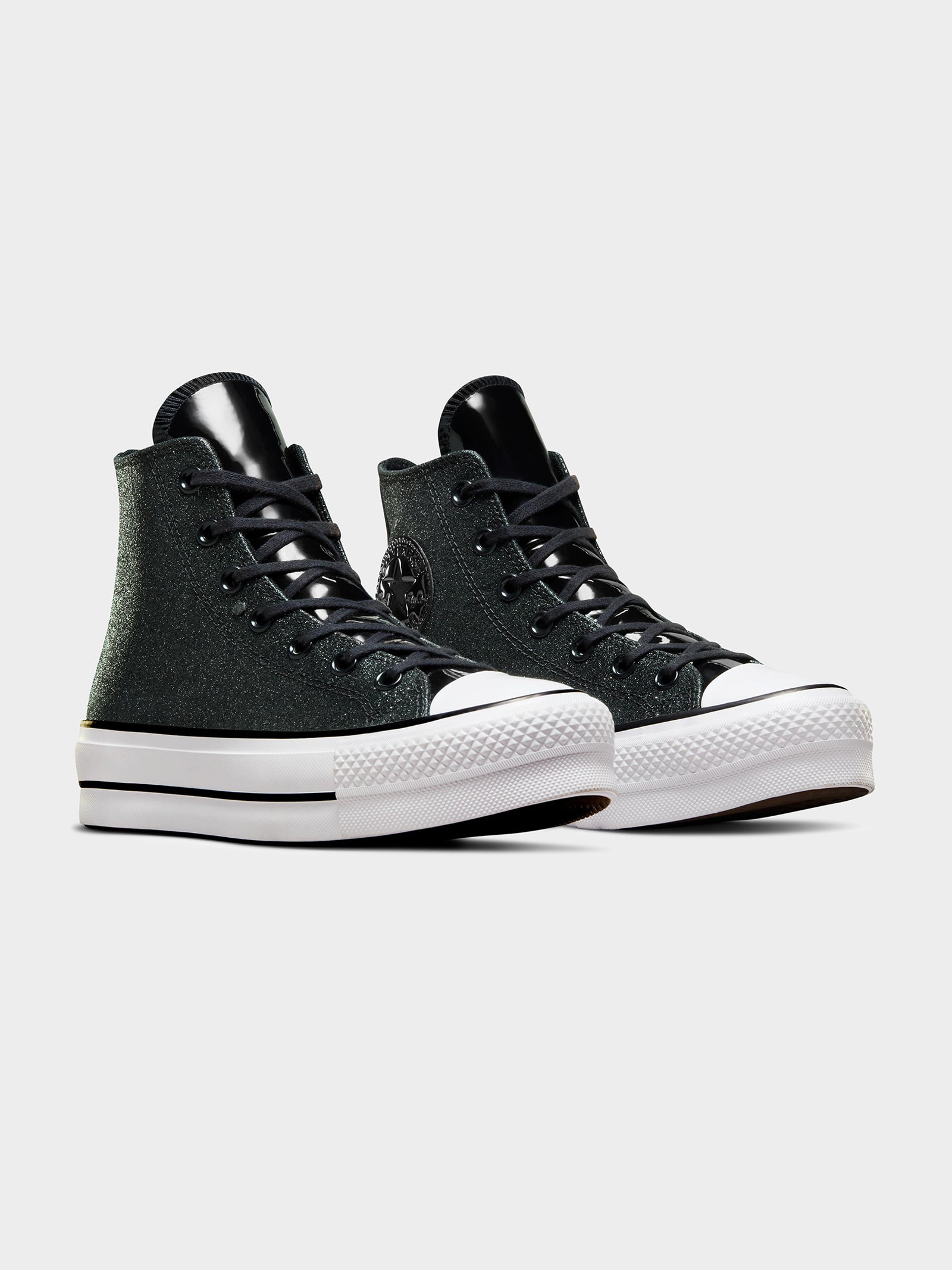 Womens Chuck Taylor All Star Lift Sparkle Party High Top Sneakers in Black