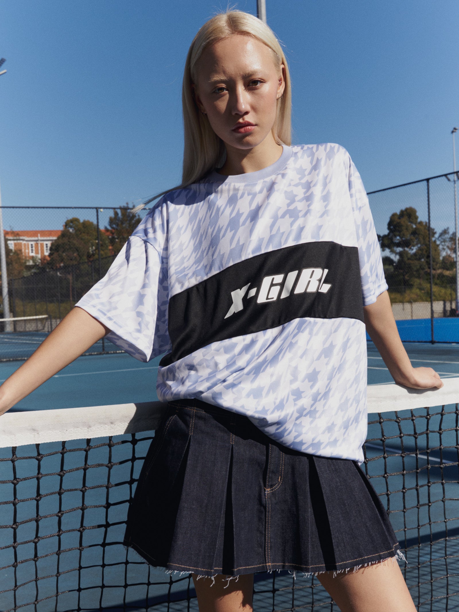 Contrast Panel Oversized Football T-Shirt