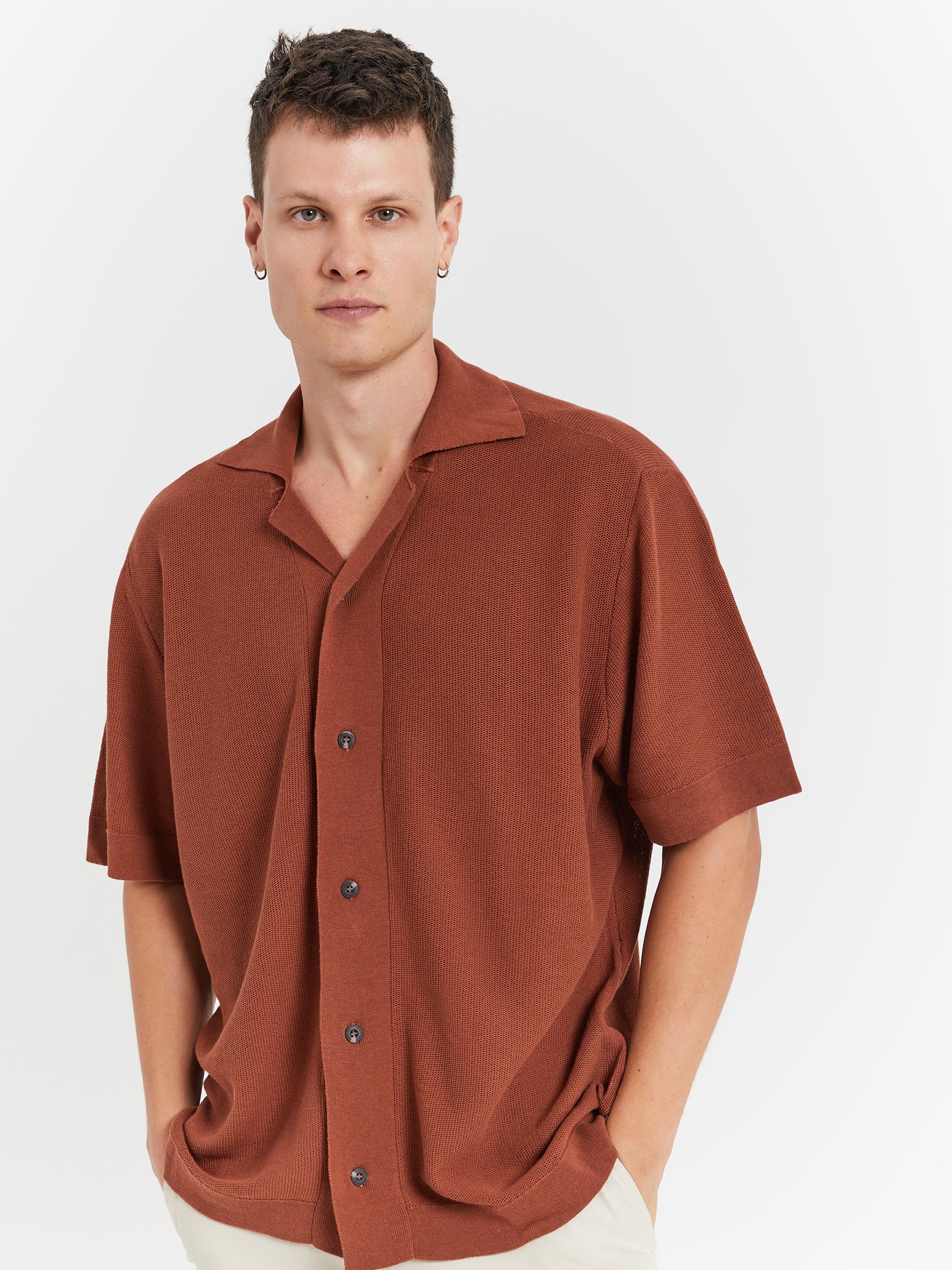 Hector Knit Shirt in Rust