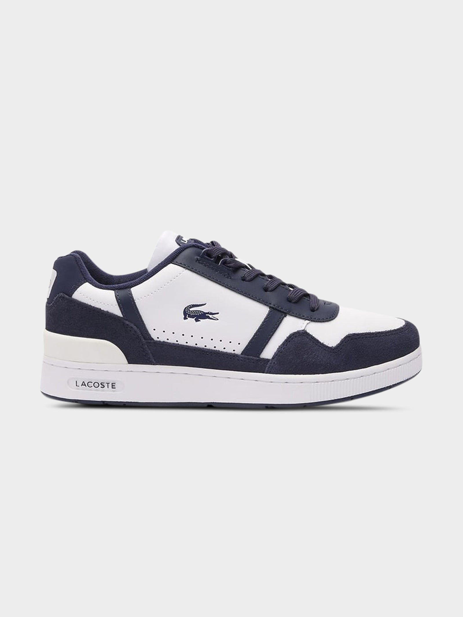 Mens Graphic Print T-Clip Sneakers in White & Navy