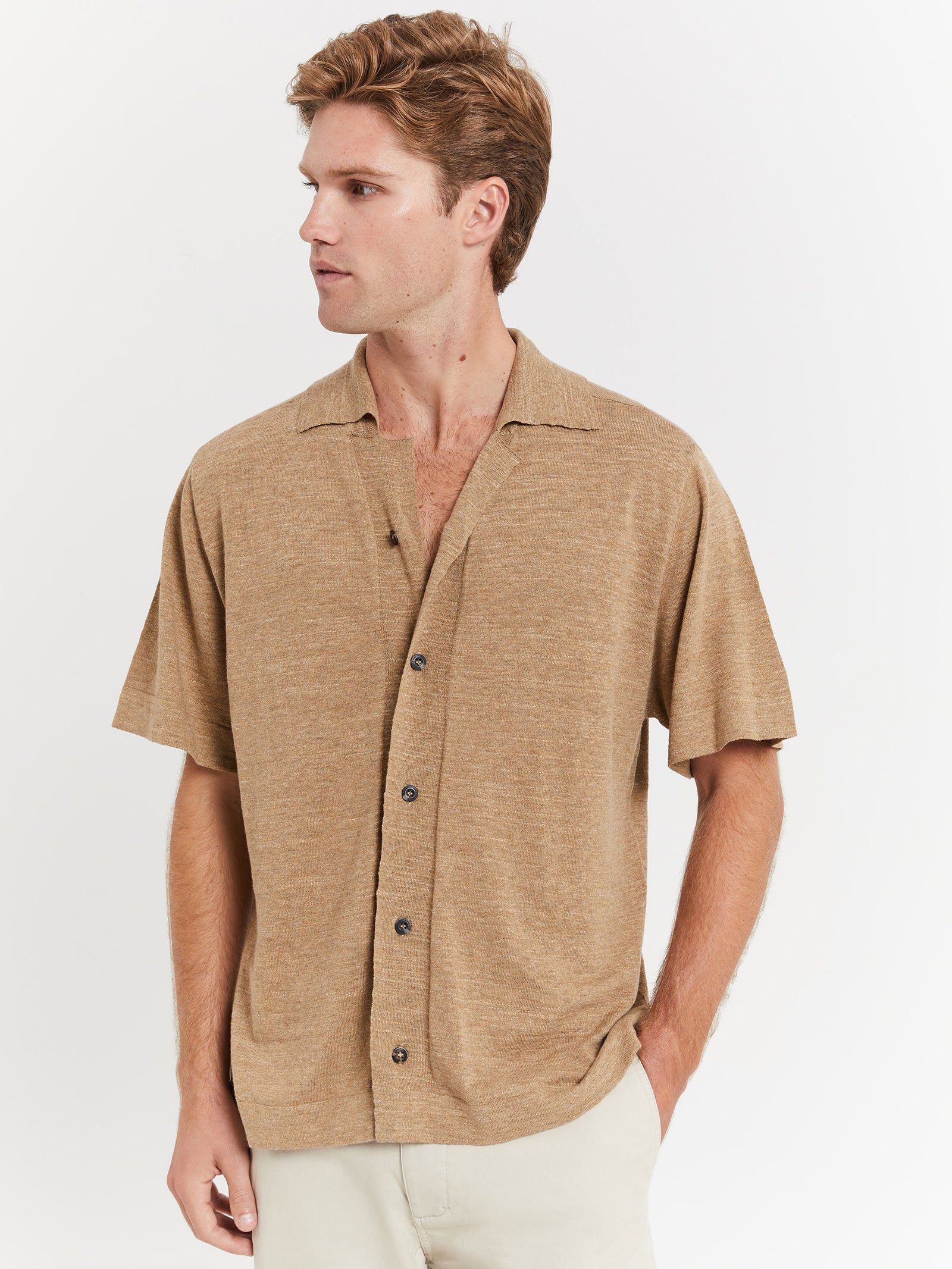 Ennis Knit Shirt in Macadamia