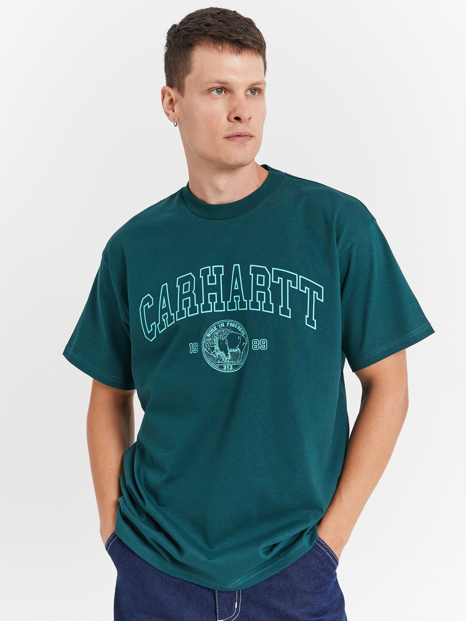 S/S Coin T-Shirt in Botanic Green & Aqua