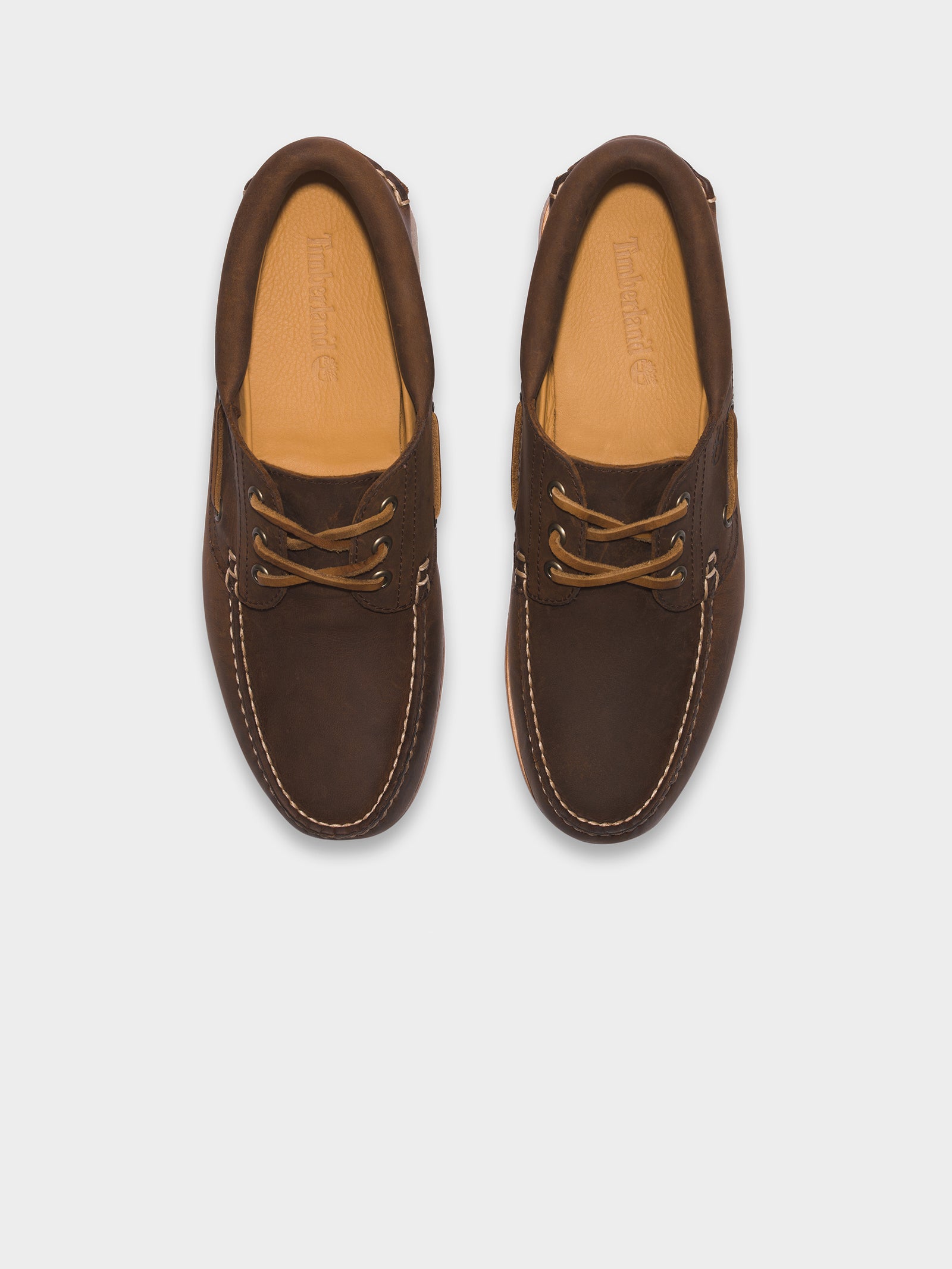 Mens 3 Eye Classic Lug Handsewn Boat Shoes in Brown