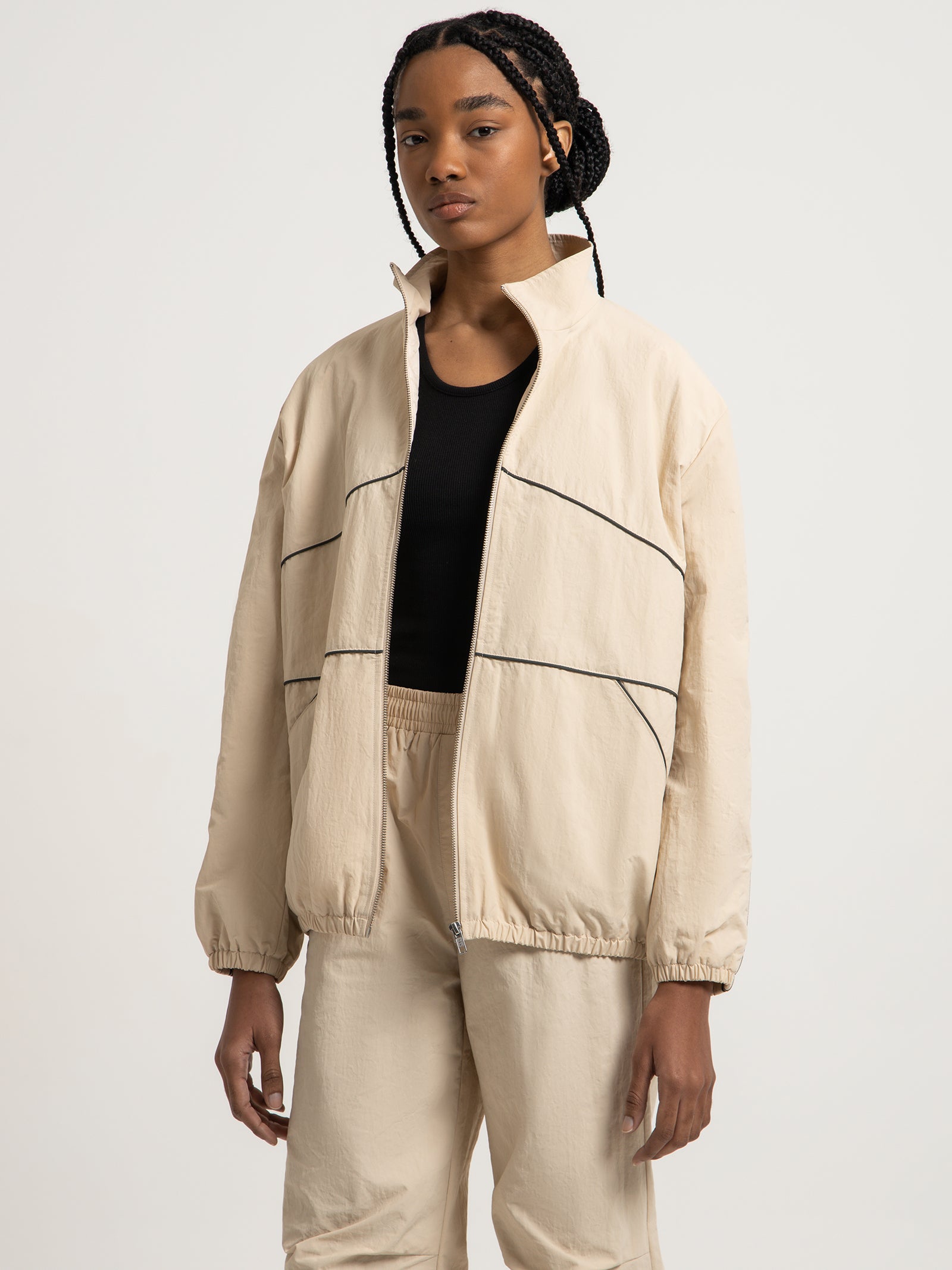 Chicago Longline Jacket in Bone & Charcoal