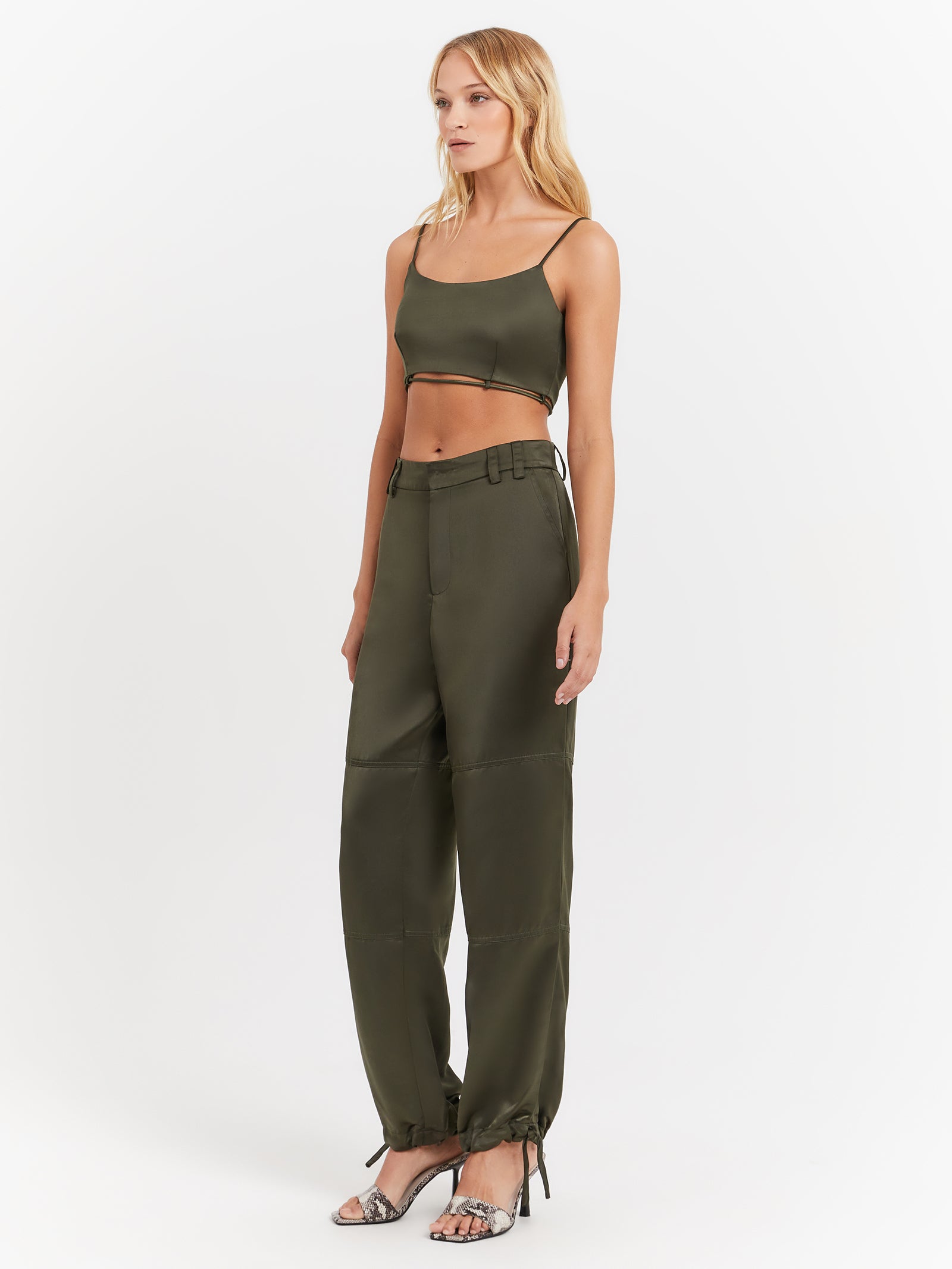 Aster Satin Pants in Hunter