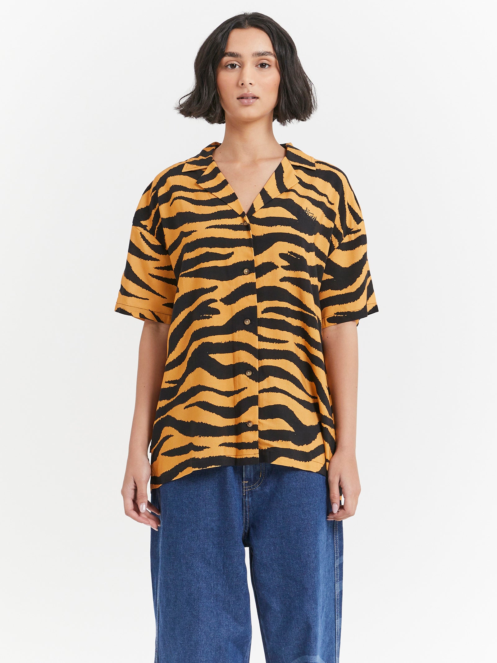 Zebra Oversized Shirt in Mustard