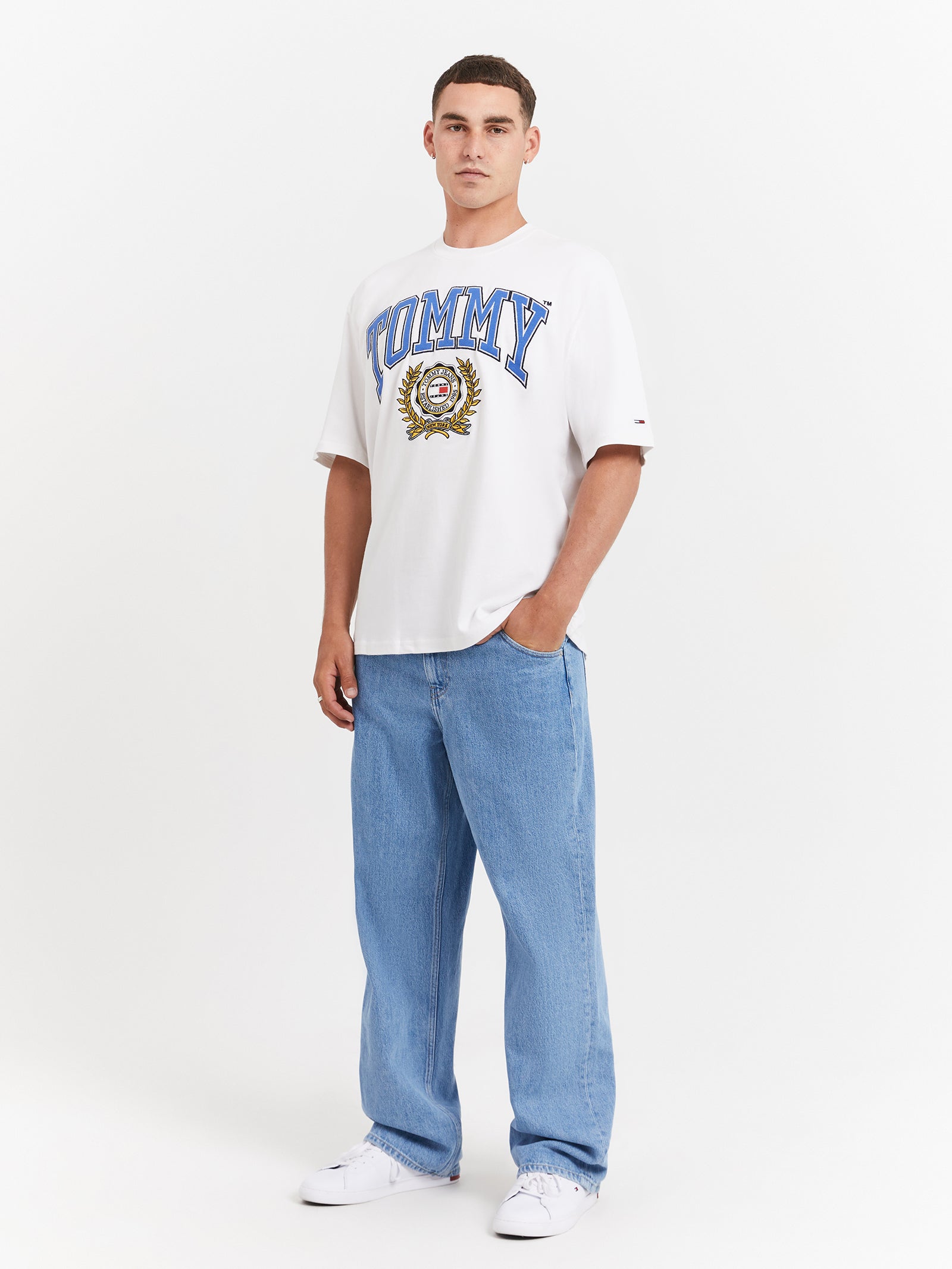 College Oversized Fit T-Shirt in White