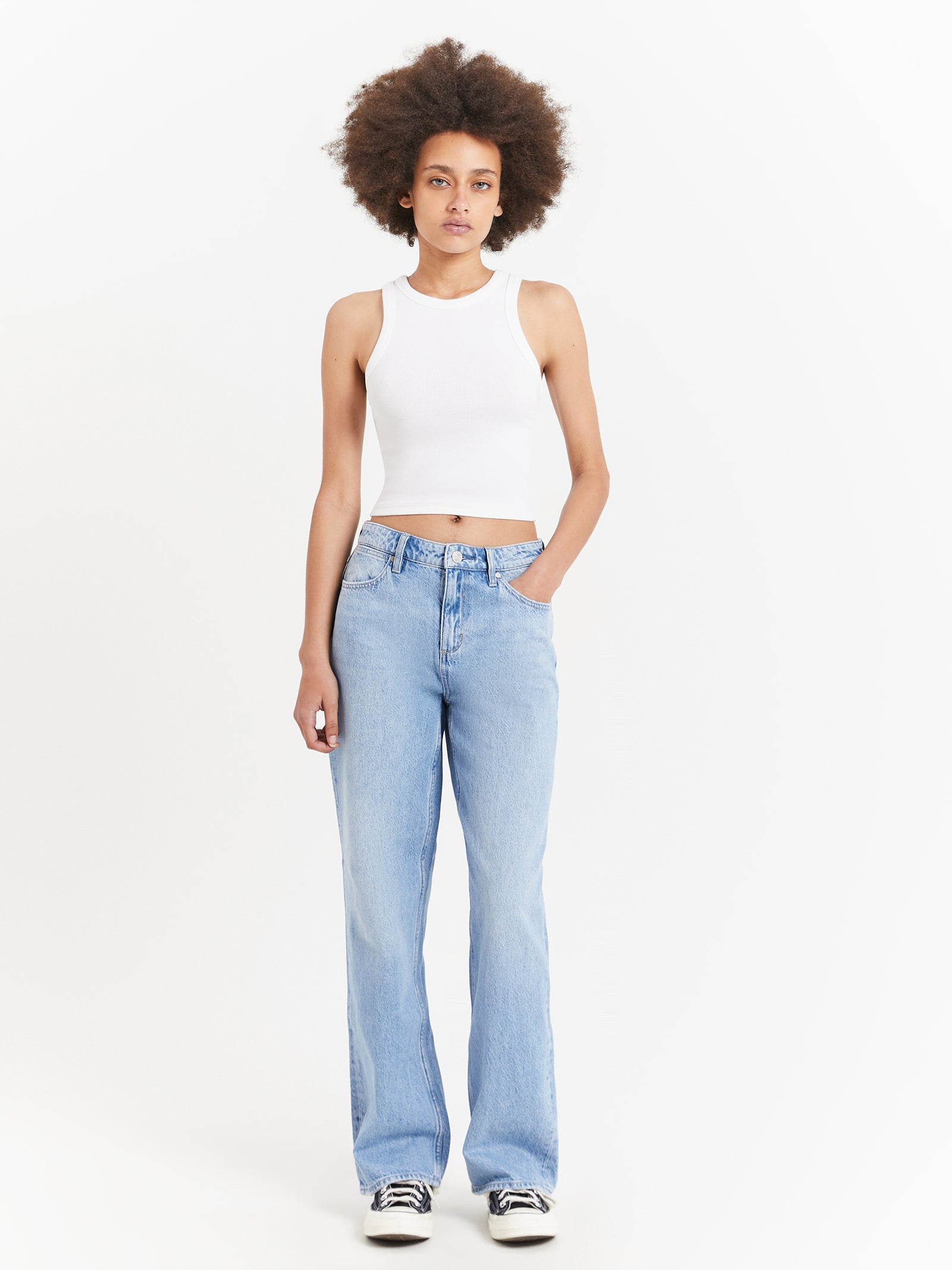 Mid Rise Bella Baggy Jeans in Ocean Blue