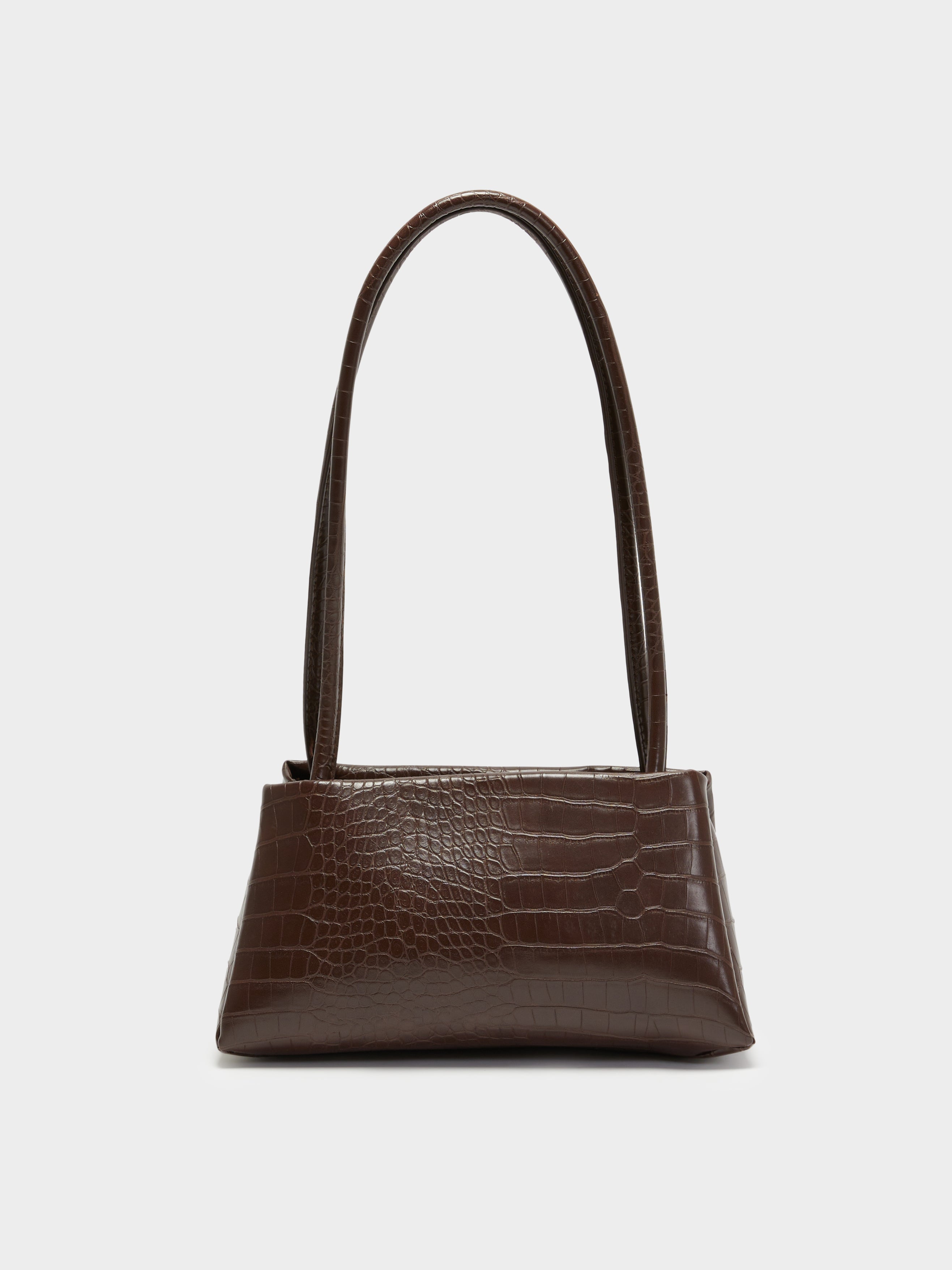 Idris Shoulder Bag in Chocolate Croc & Gold