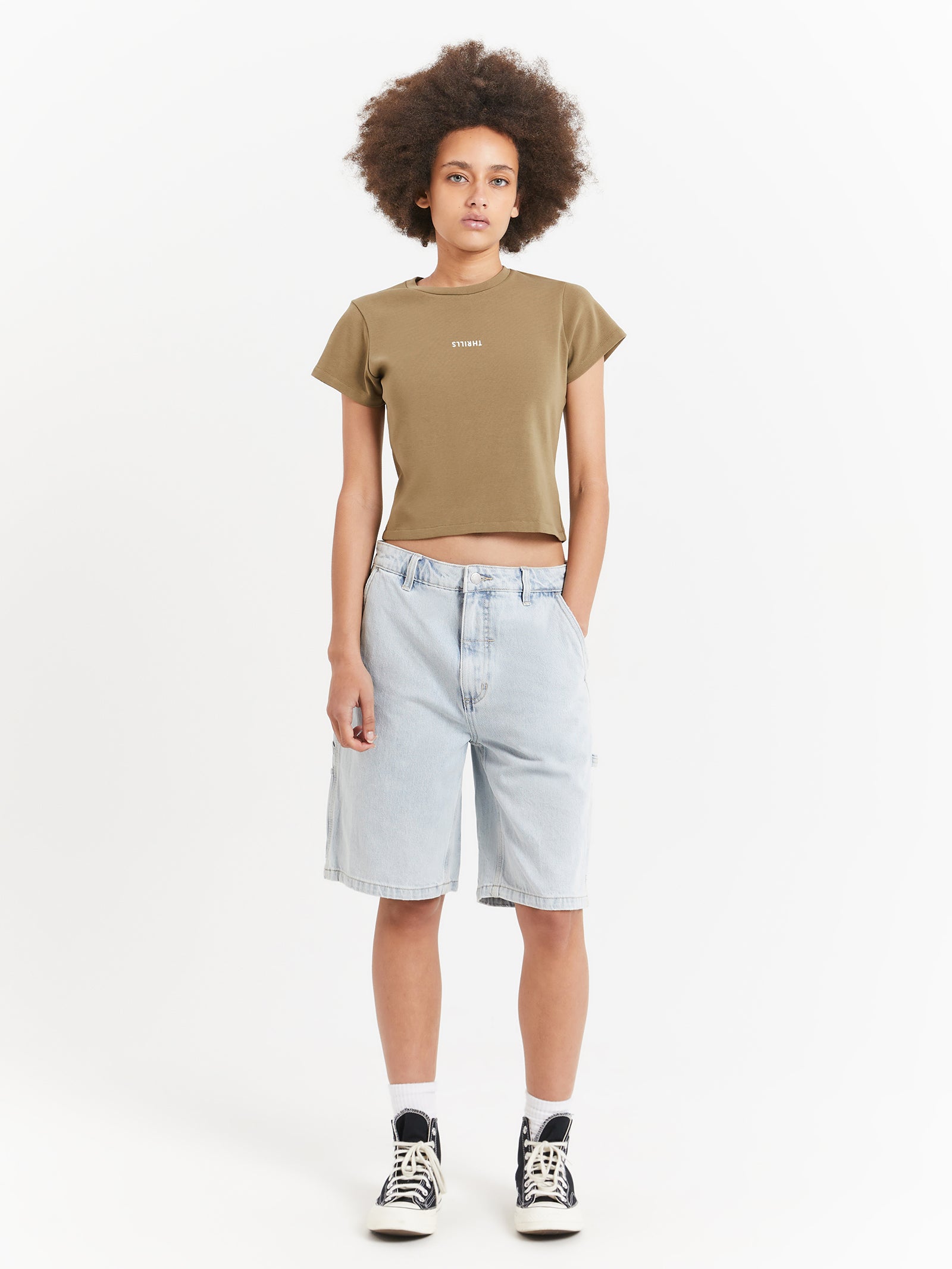 Slouch Carpenter Shorts in Faded Dust Blue