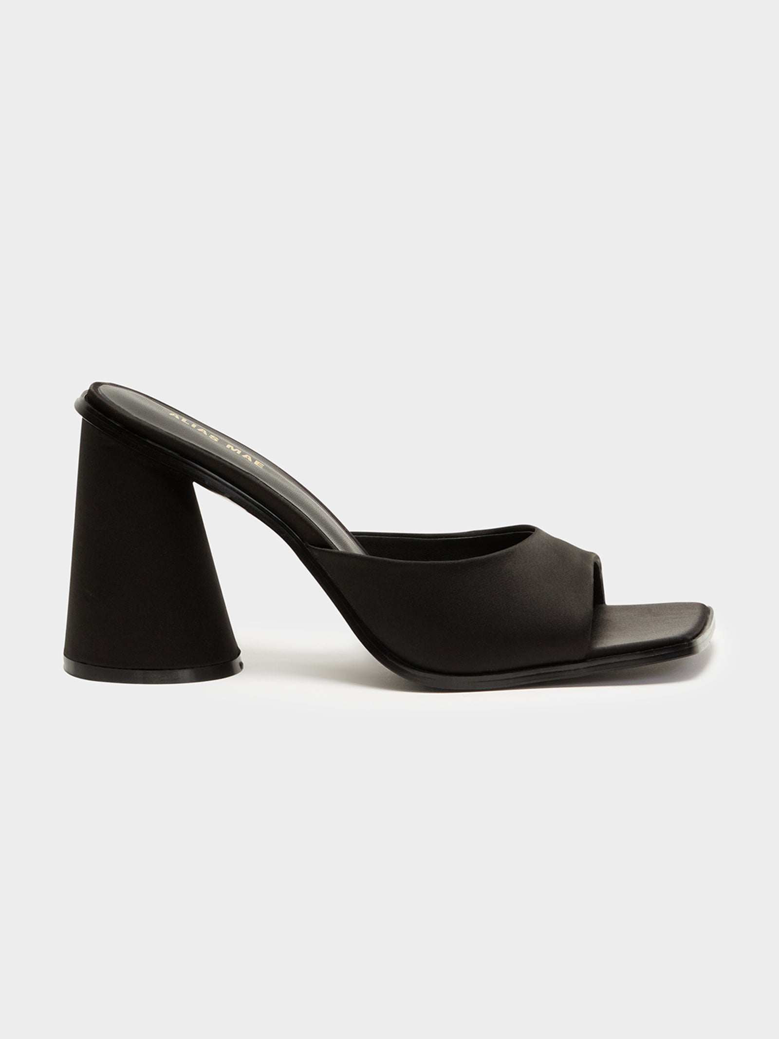 Valli Satin Mule Heels in Black