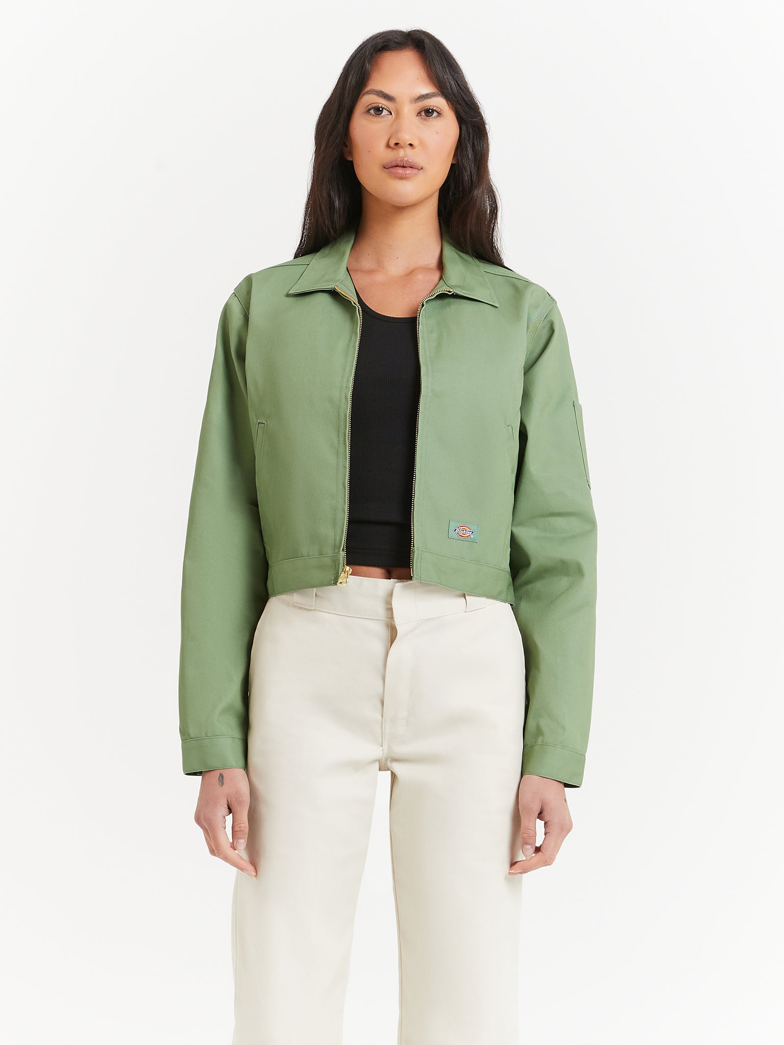 Eisenhower Cropped Jacket in Jade Green