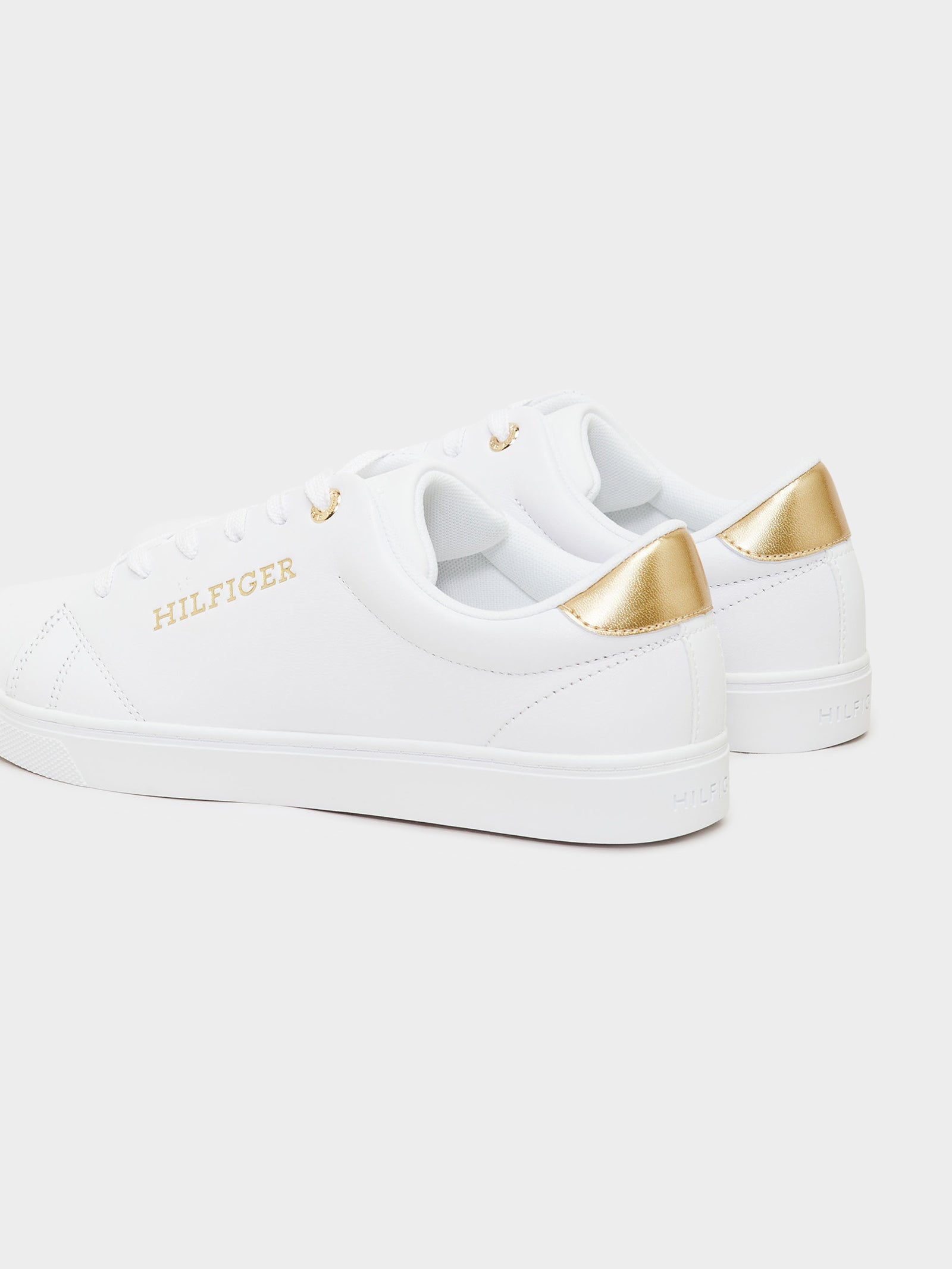 Womens Cupsole Trainers in White & Gold