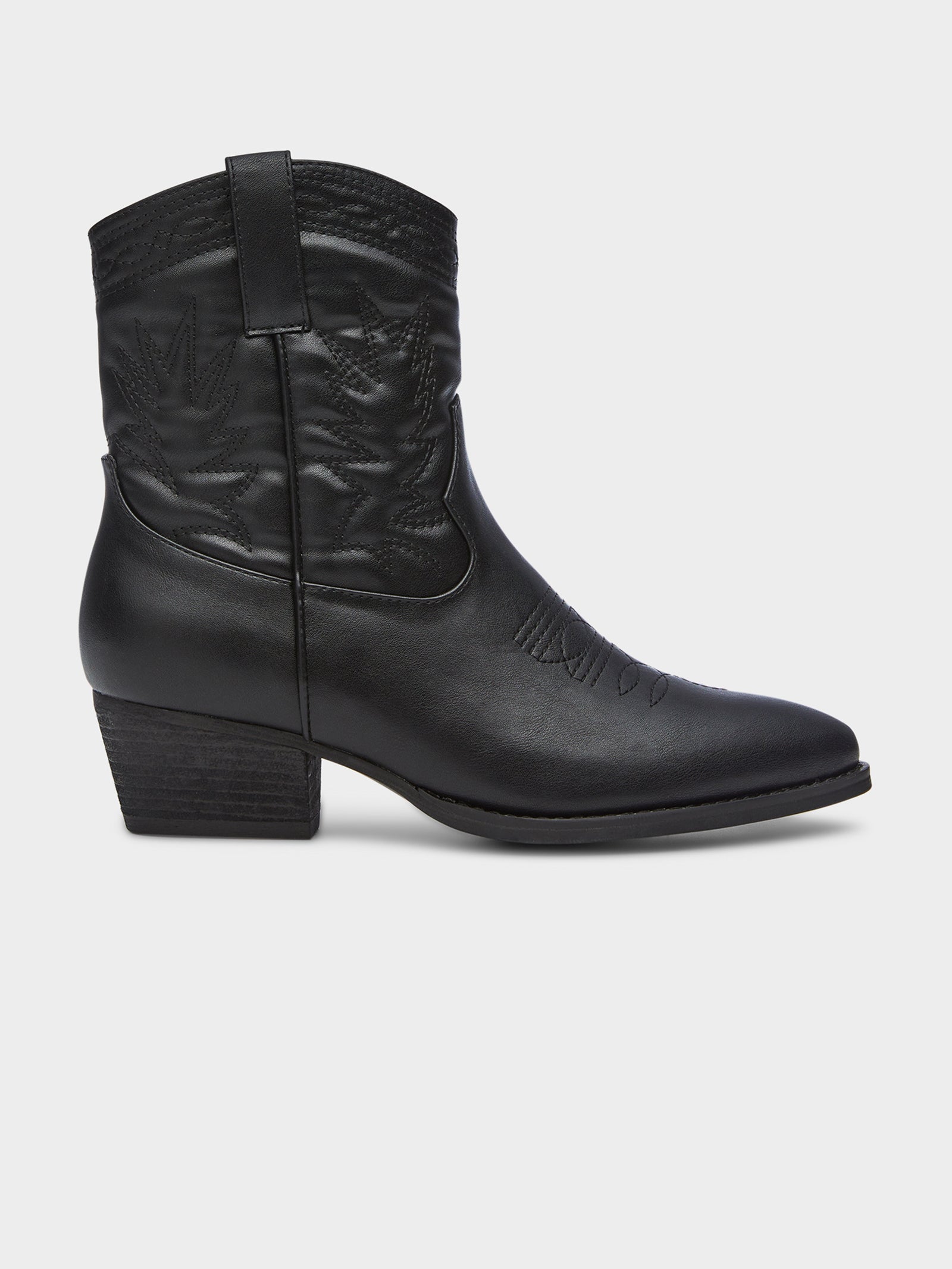 Wilder Cowboy Ankle Boots in Black