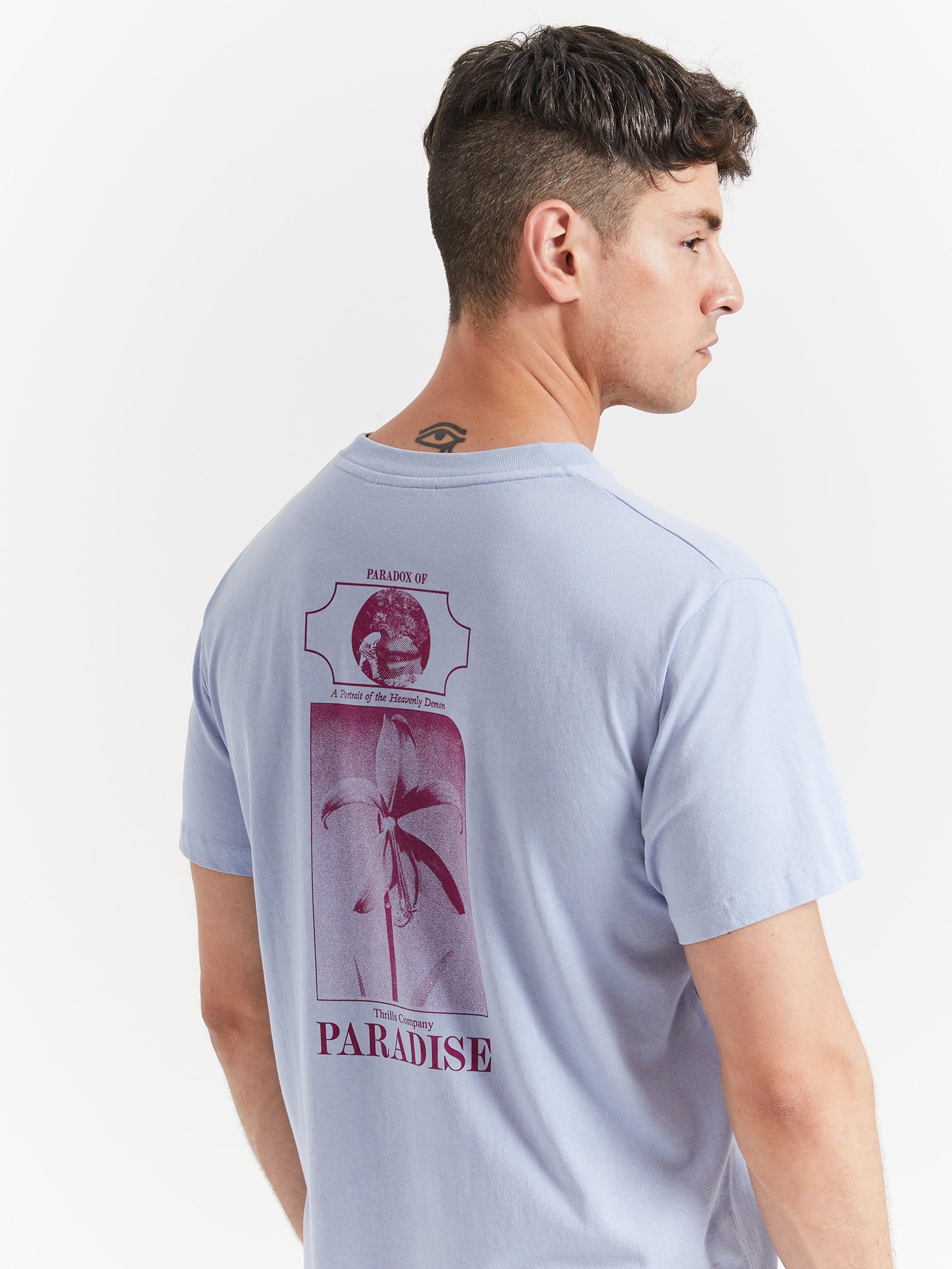 Portrait Of Paradise Merch Fit T-Shirt in Sky Blue