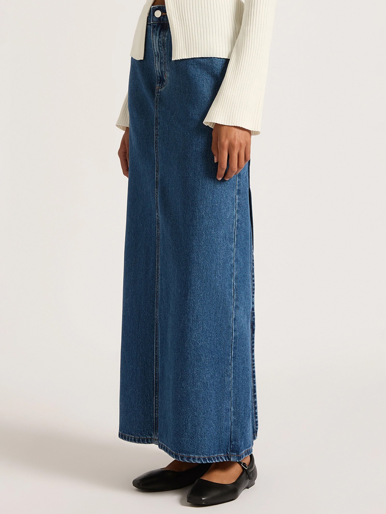 Organic Denim Maxi Skirt