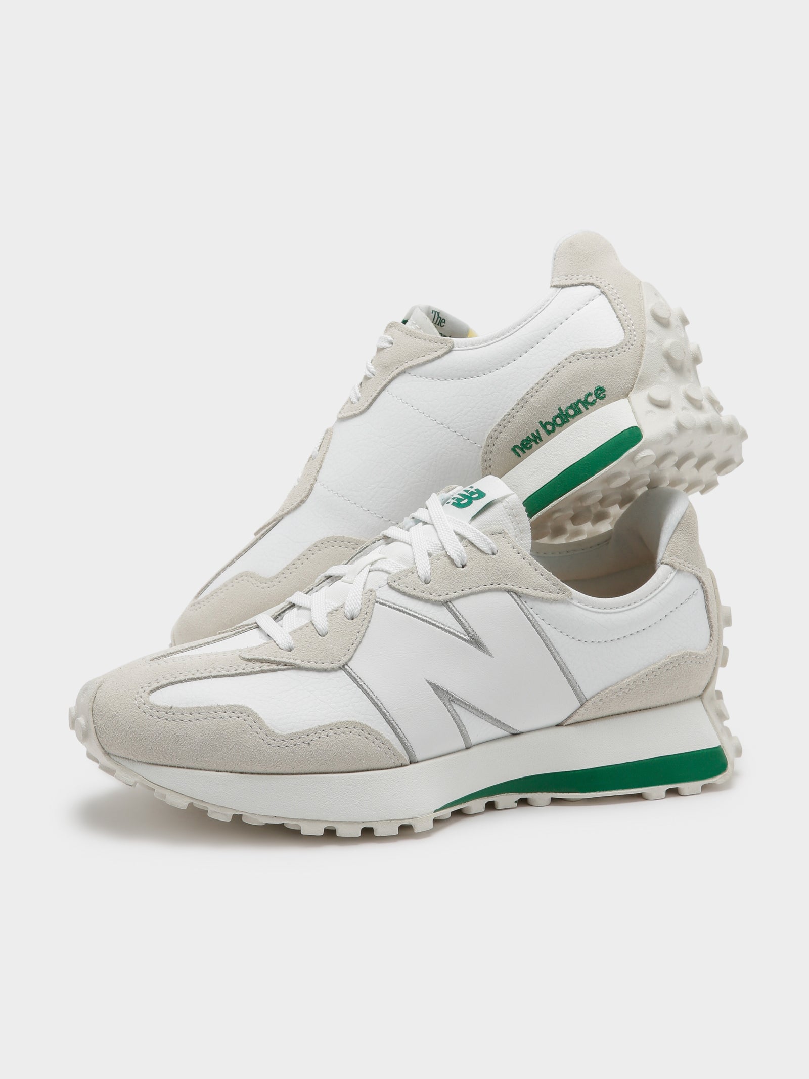 Unisex 327 Sneakers in White & Green