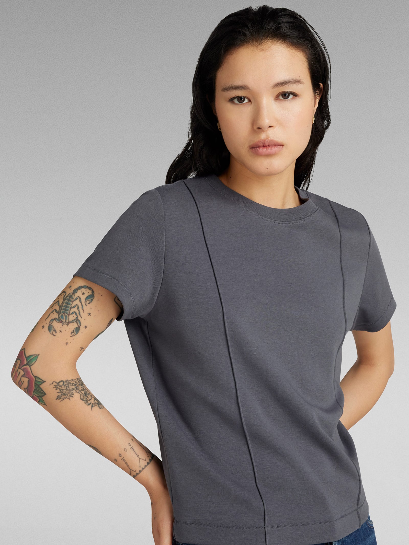 Pintucked Tapered T-Shirt