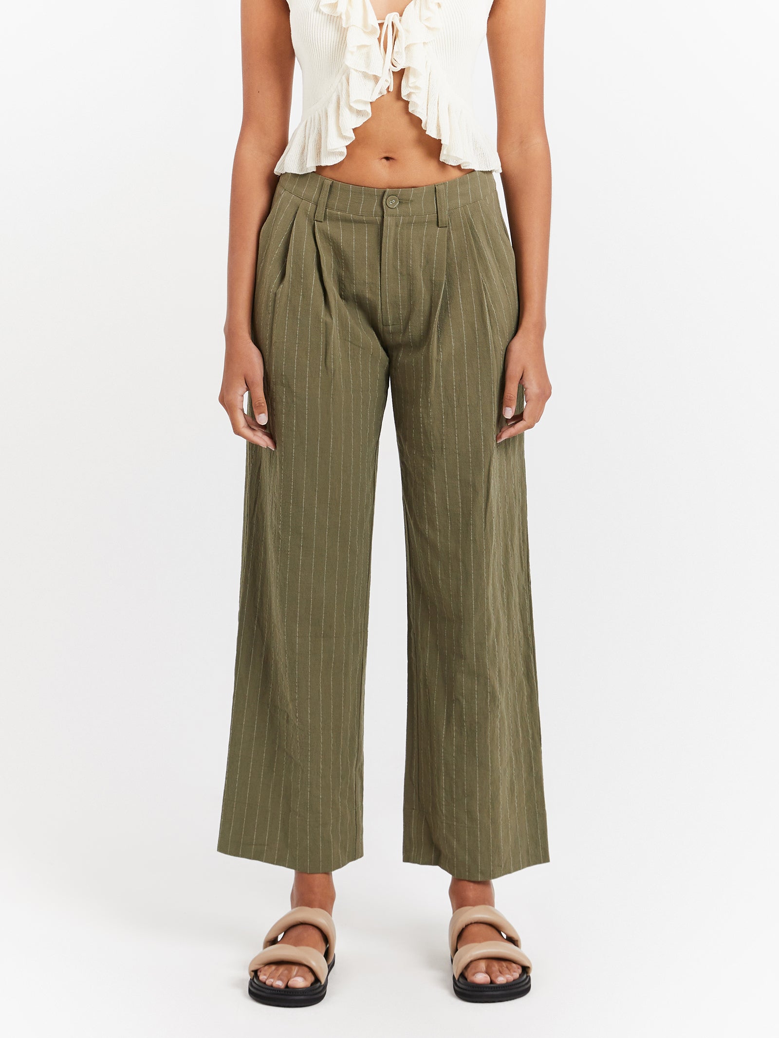 Rio Low Rise Pants in Khaki Stripe