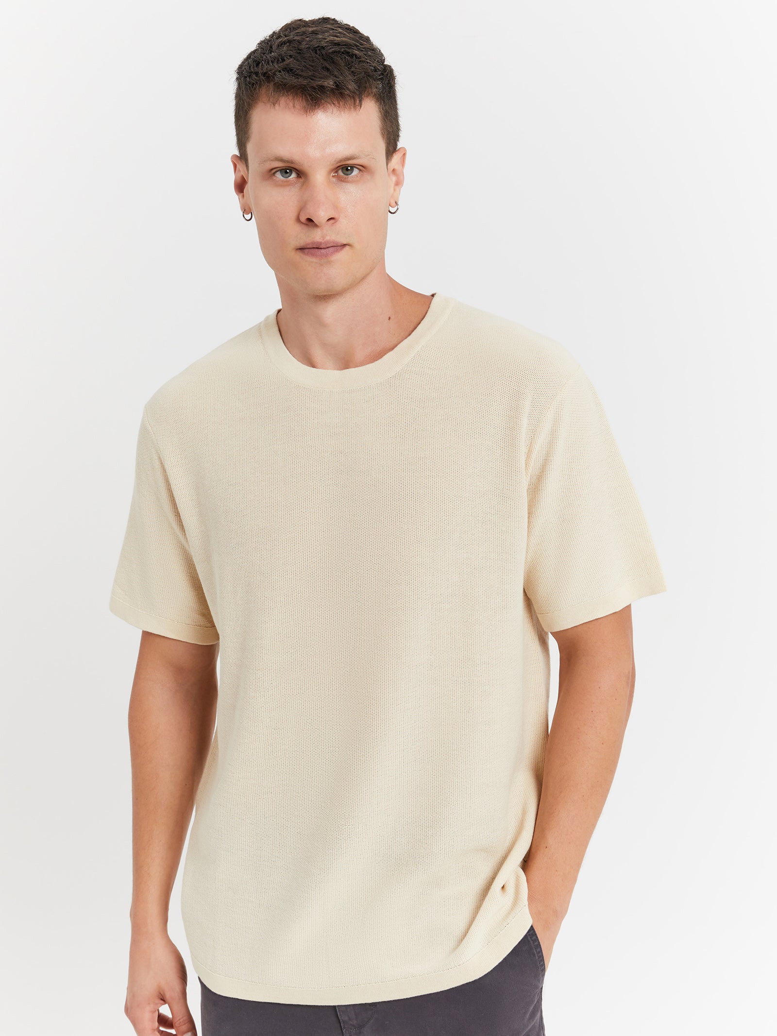 Hector Knit T-Shirt in Pearl