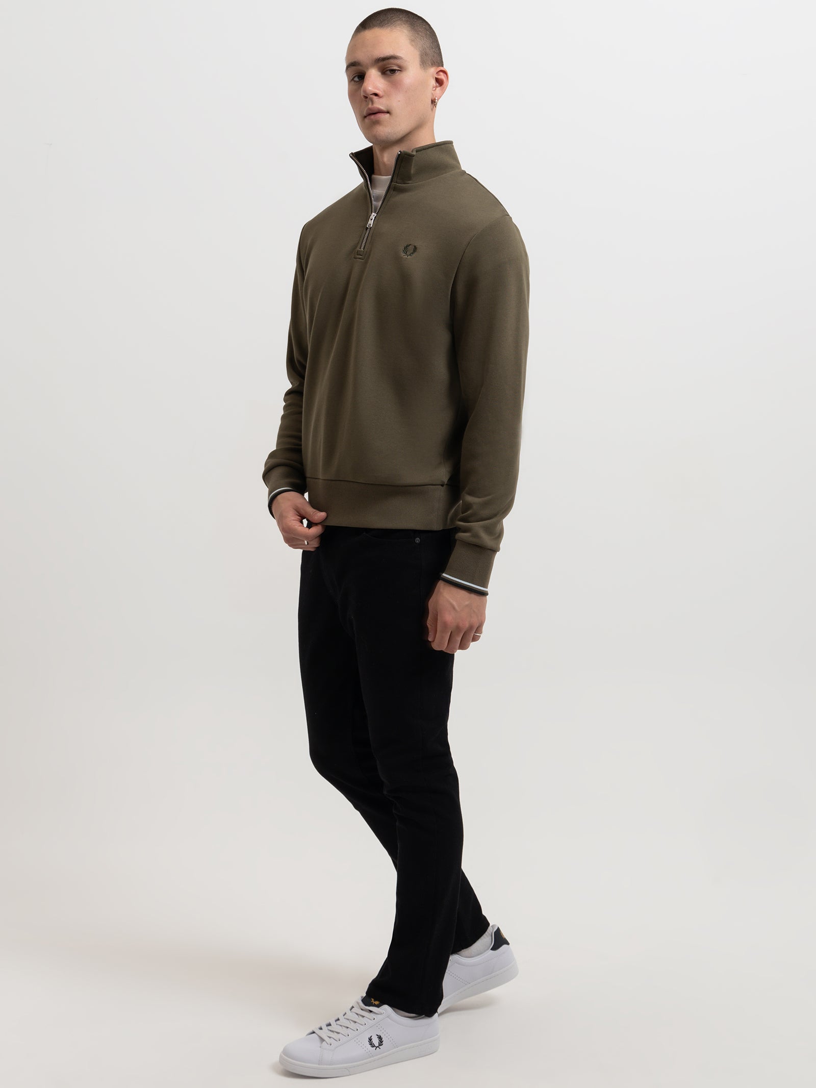 Half Zip Sweatshirt in Dark Green