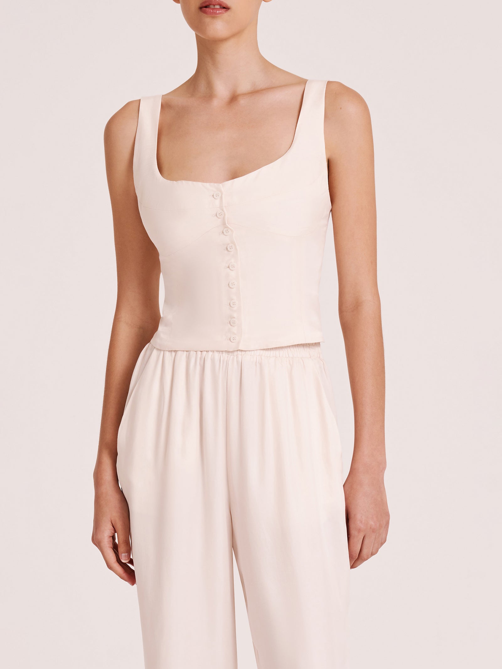 Lea Cupro Corset in Cloud White