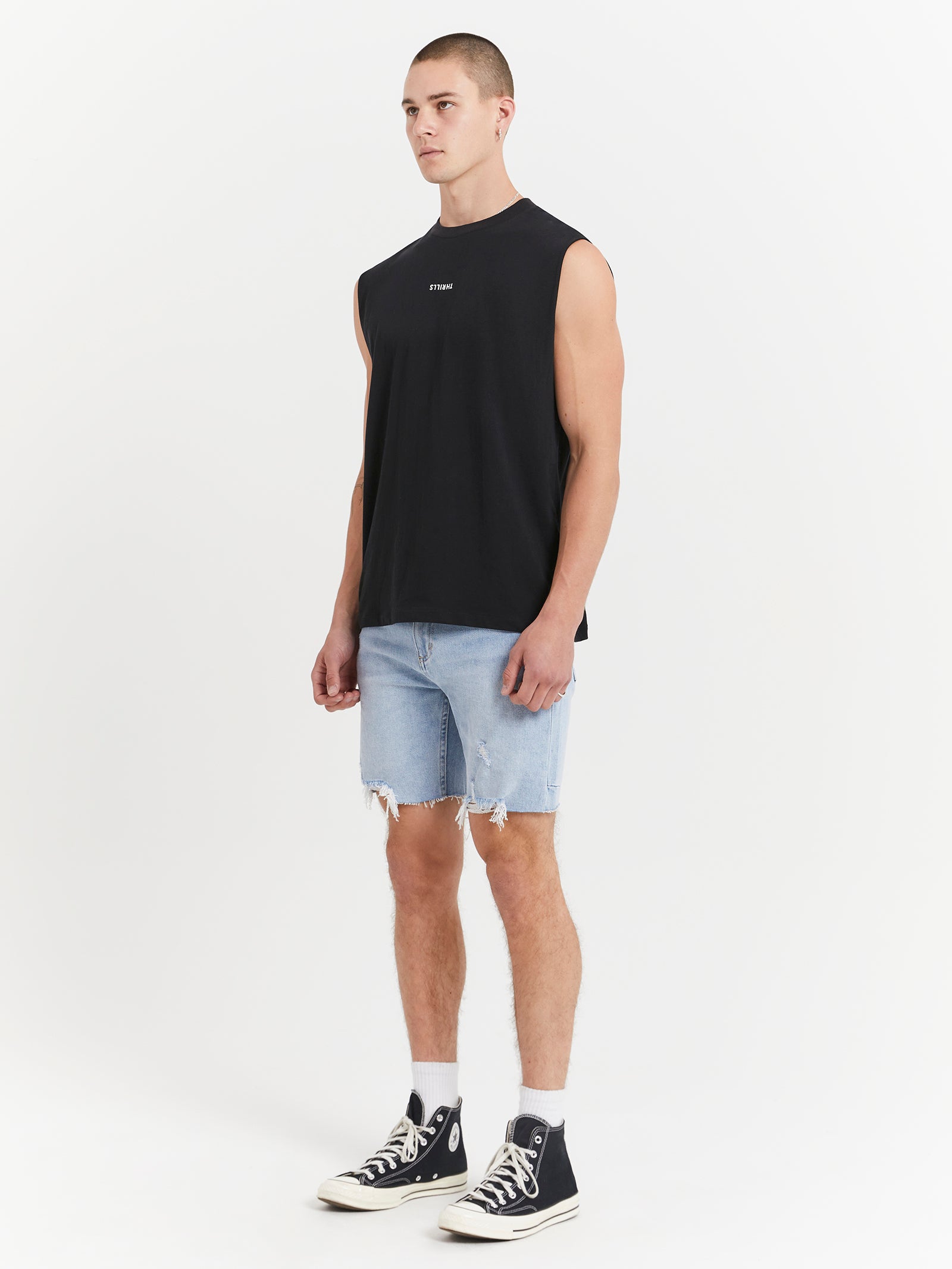 Minimal Thrills Merch Fit Muscle T-Shirt in Black