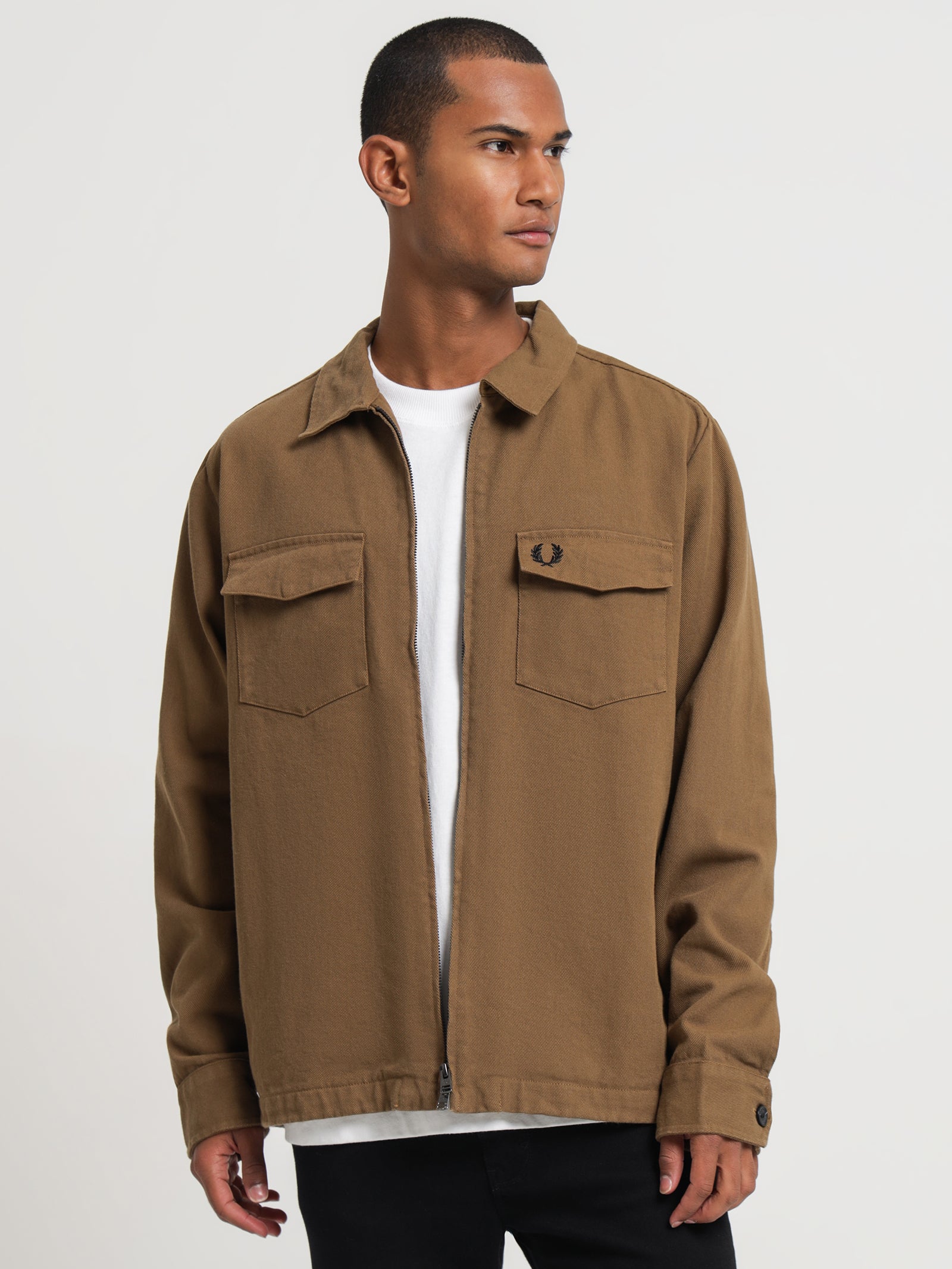 Heavy Twill Overshirt in Shaded Stone