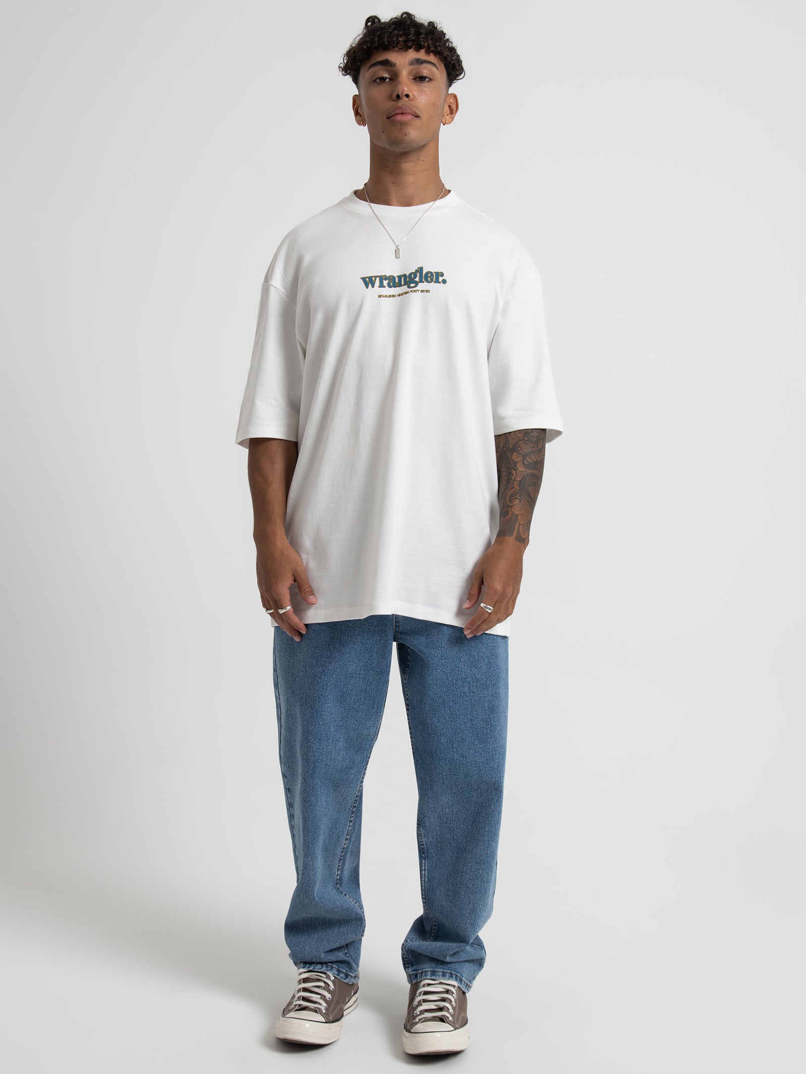 Core Serif Baggy T-Shirt in Vintage White