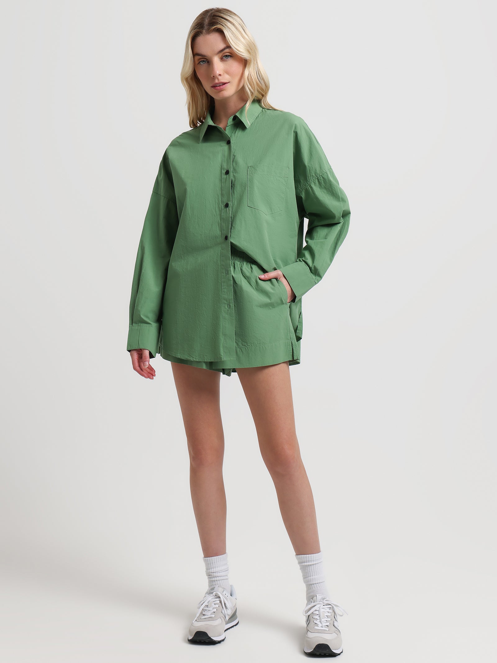 Cruz Poplin Shirt in Lotus Green