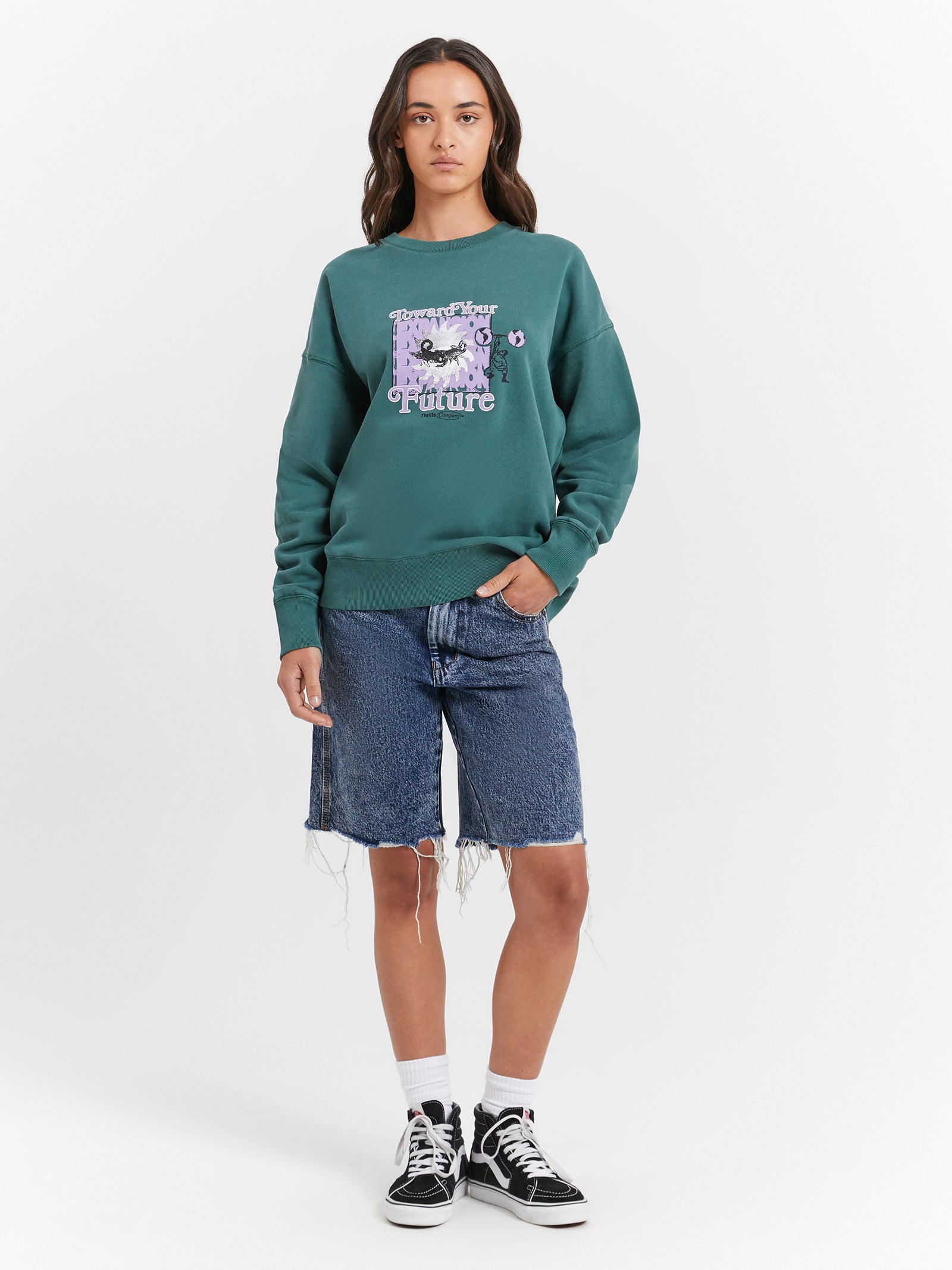 Forward Your Future Slouch Crew in Mallard Green