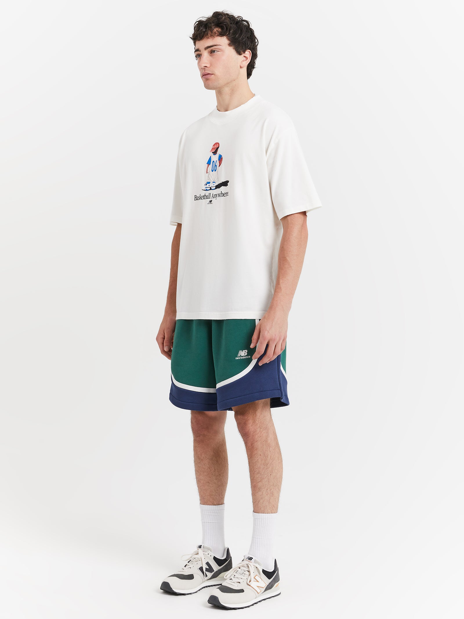 Hoops Graphic Cotton Jersey Short Sleeve T-shirt in Sea Salt