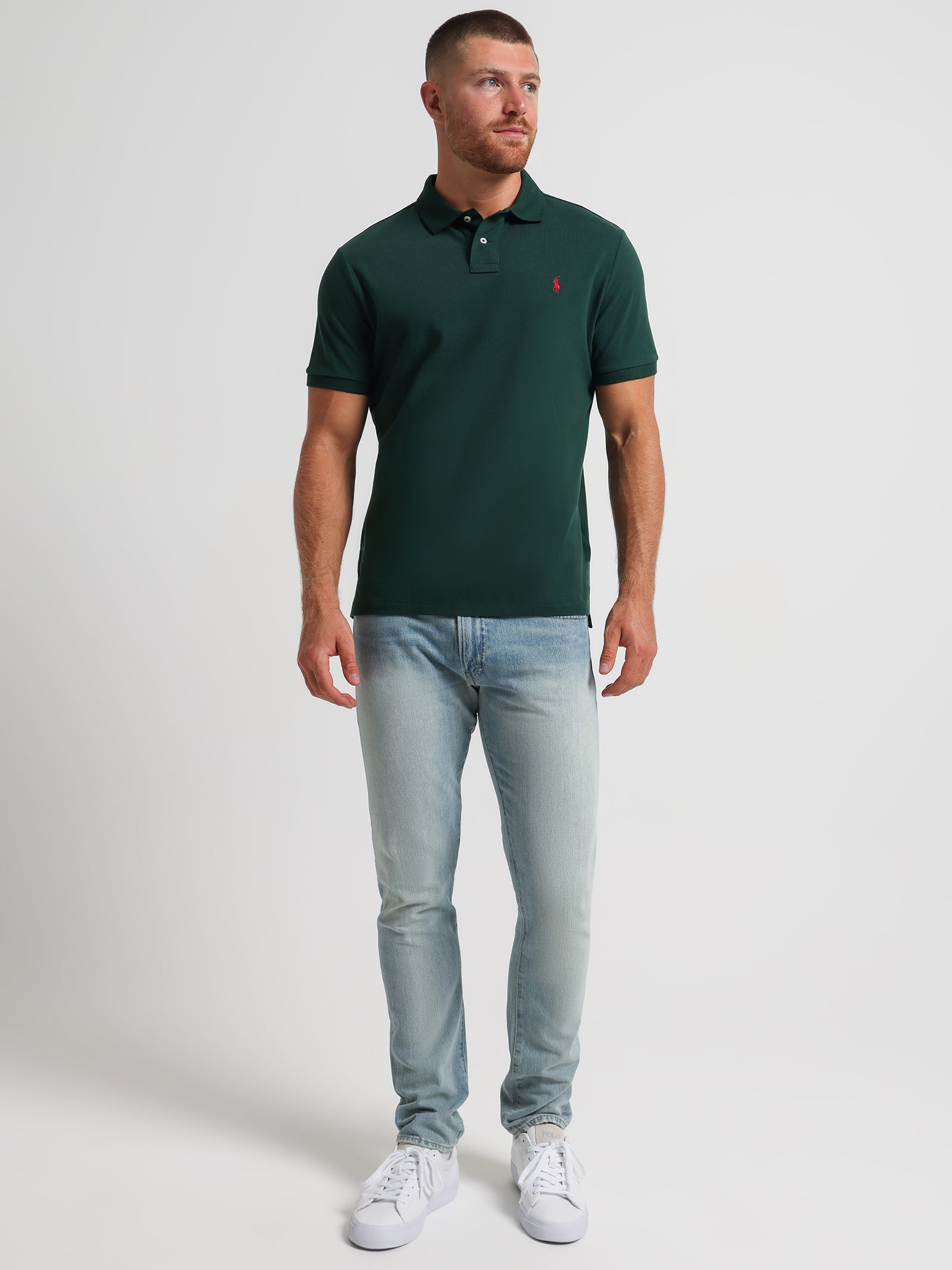 Classic Fit Mesh Polo Shirt in Green