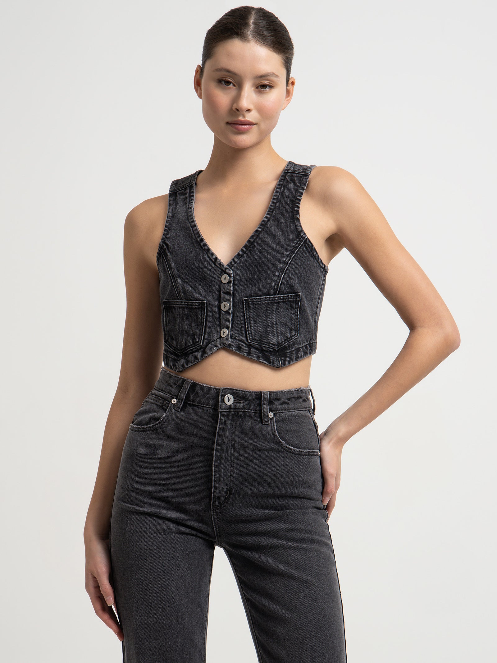 Chloe Vest in Washed Black