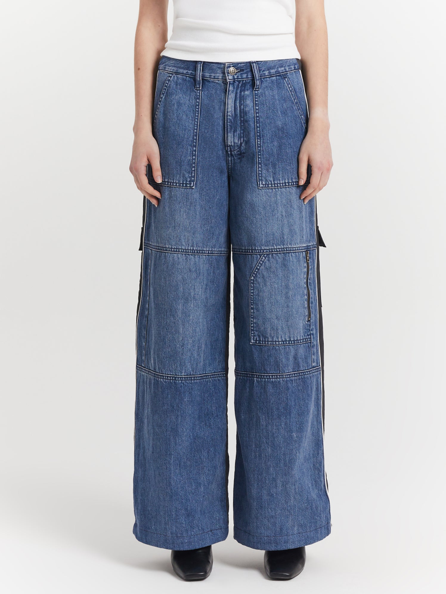 Baggy Jeans in Nylon Splice