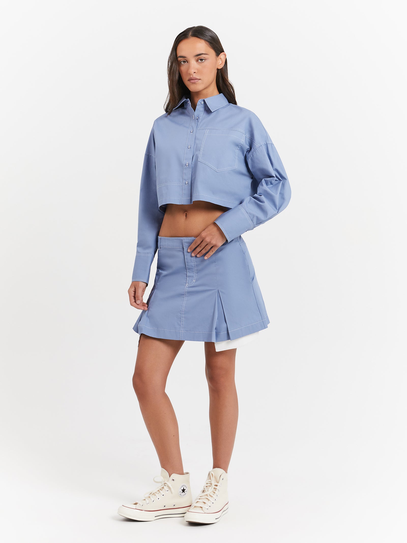 Monica Mini Skirt in Chambray