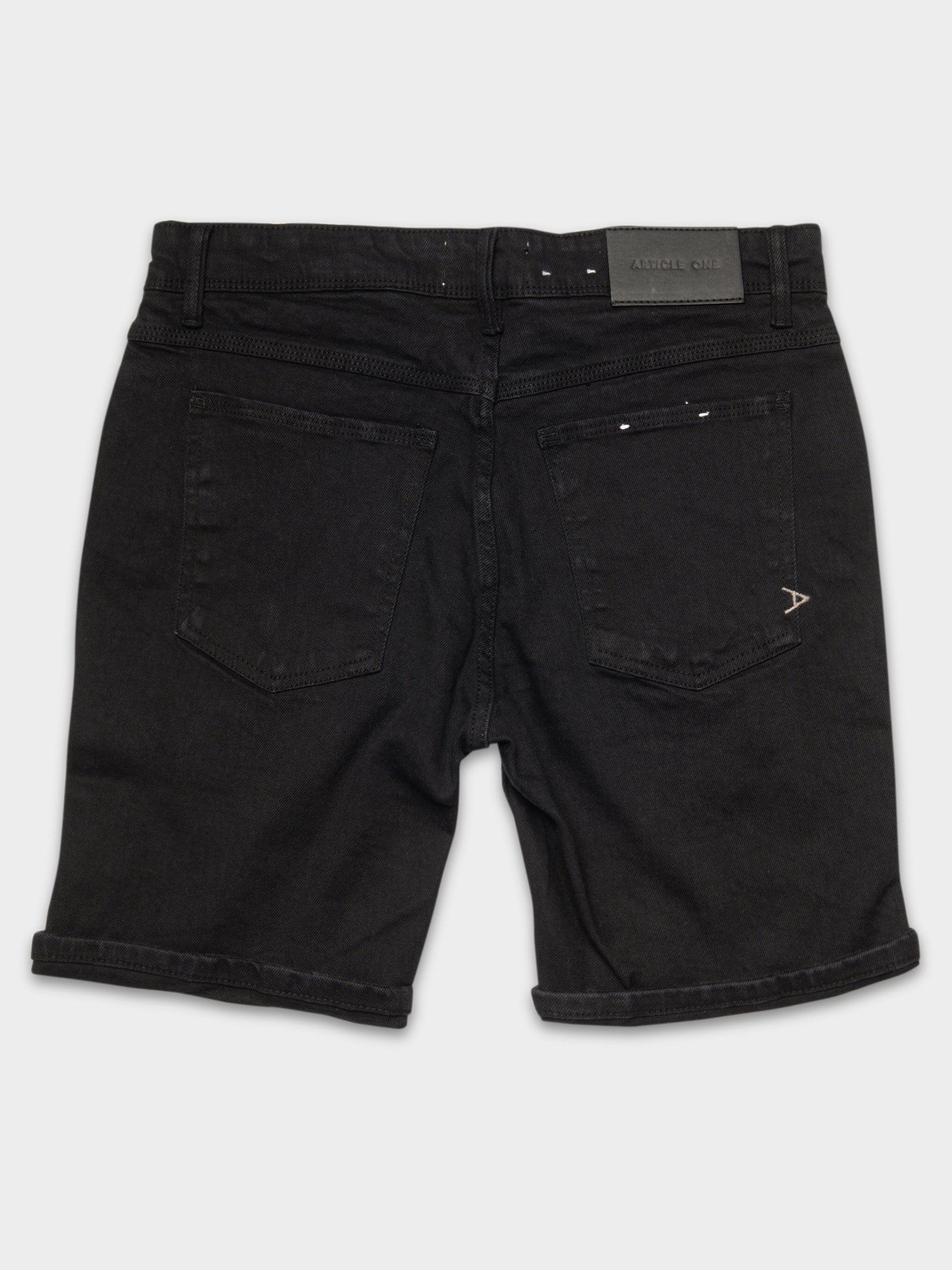 Zane Skinny Denim Short in True Black Rip