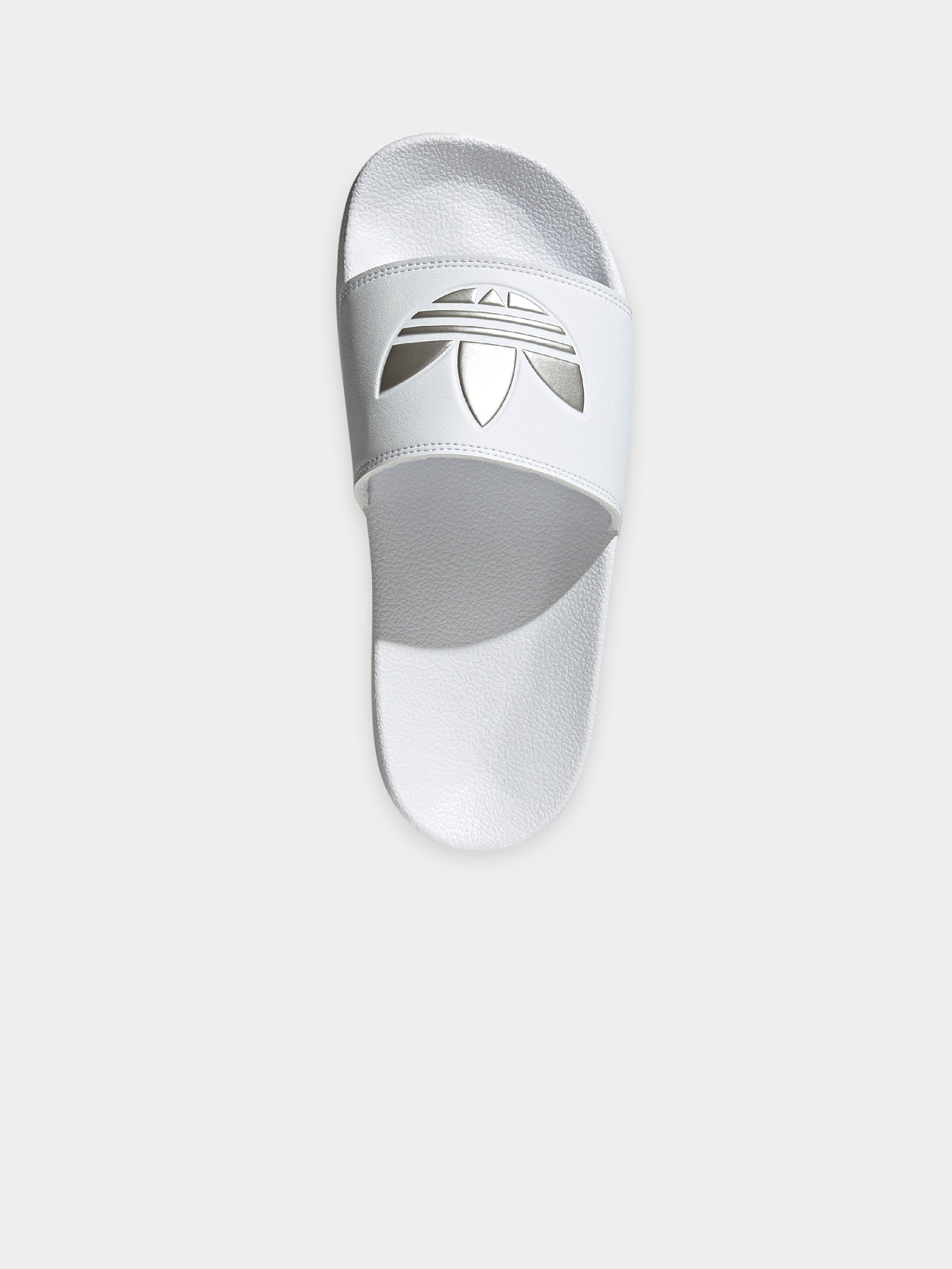 Womens Adilette Lite Slides in Cloud White & Matte Silver