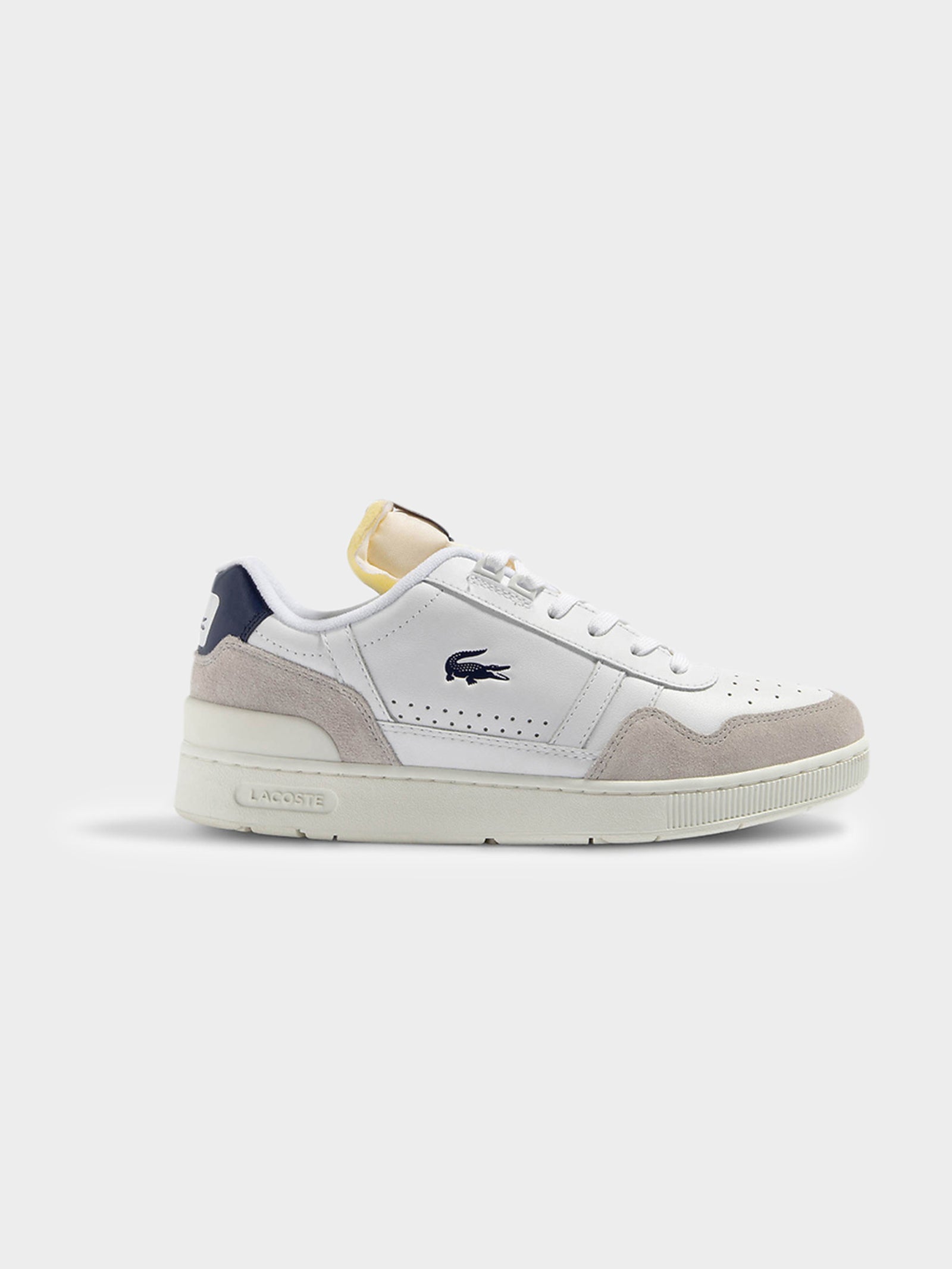 Mens T-Clip Trim Sneakers in White & Navy