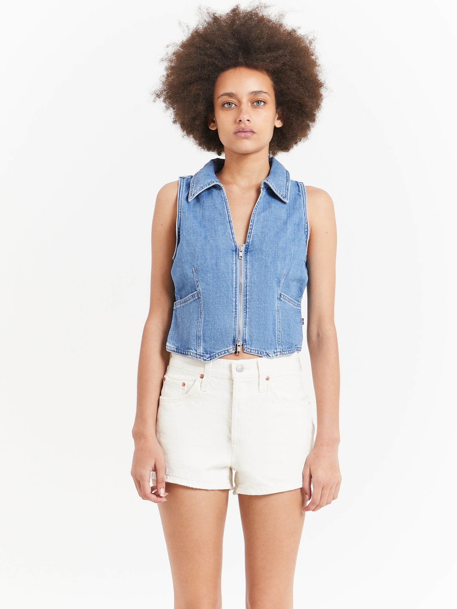 Lilou Denim Vest in Blushing Don 8