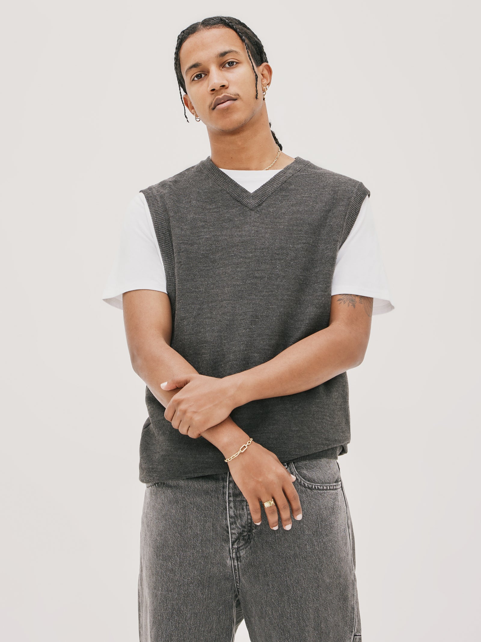 Endless Thrills Knit Vest in Black Marl