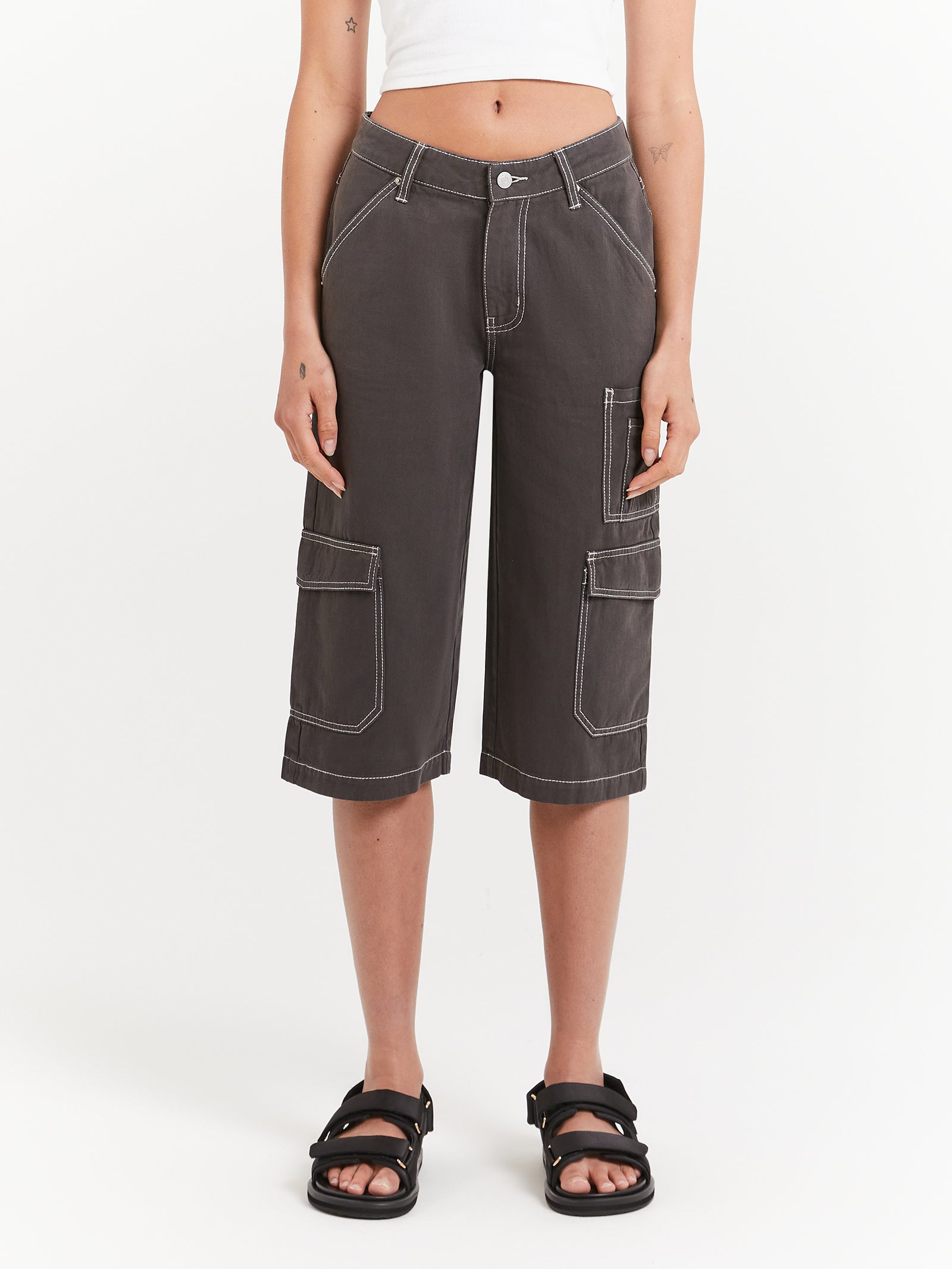 Celine Long Shorts in Washed Black