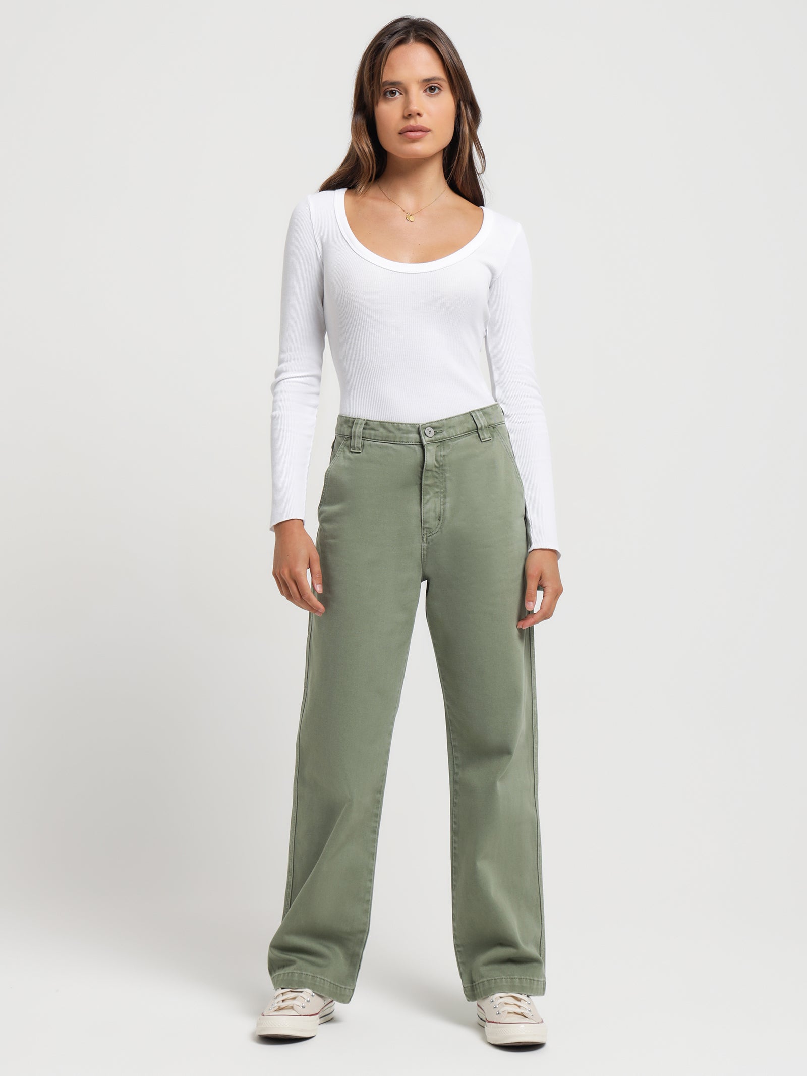 A Slouch Carpenter Jeans in Faded Army Green