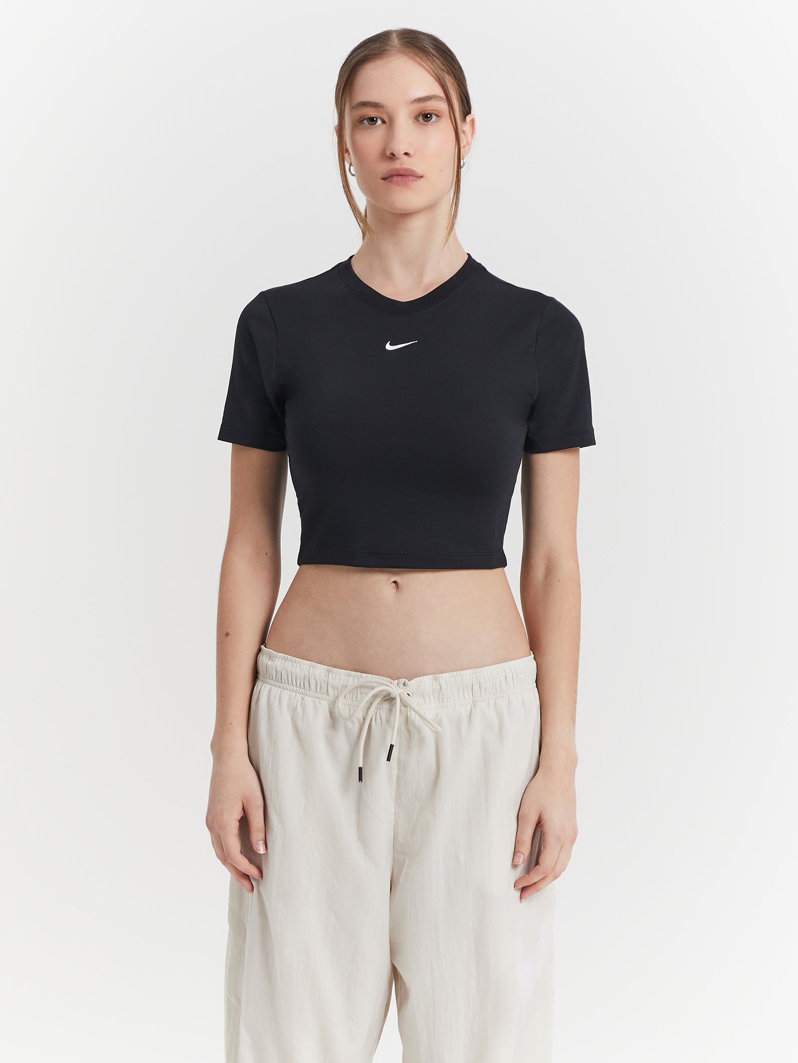 Slim Fit Crop T-Shirt in Black & White