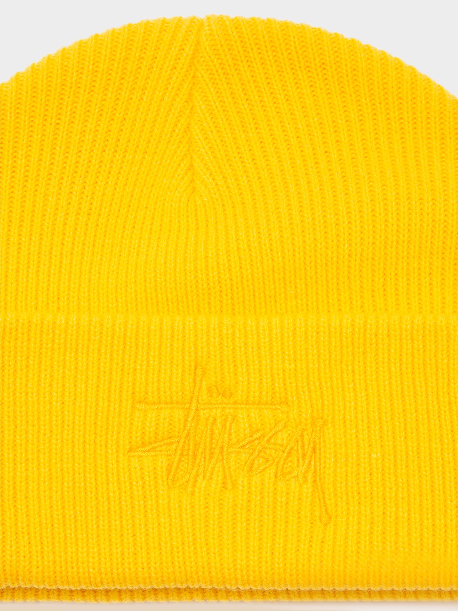 Tonal Graffiti Tall Beanie in Yolk Yellow