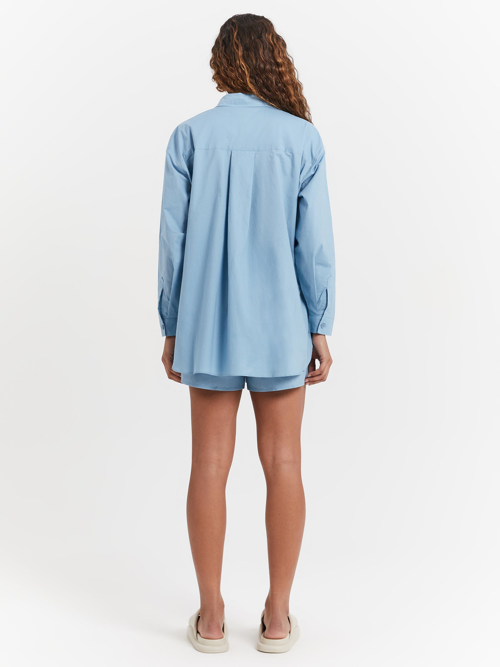 Pop Graffiti Oversized Shirt in Steele Blue