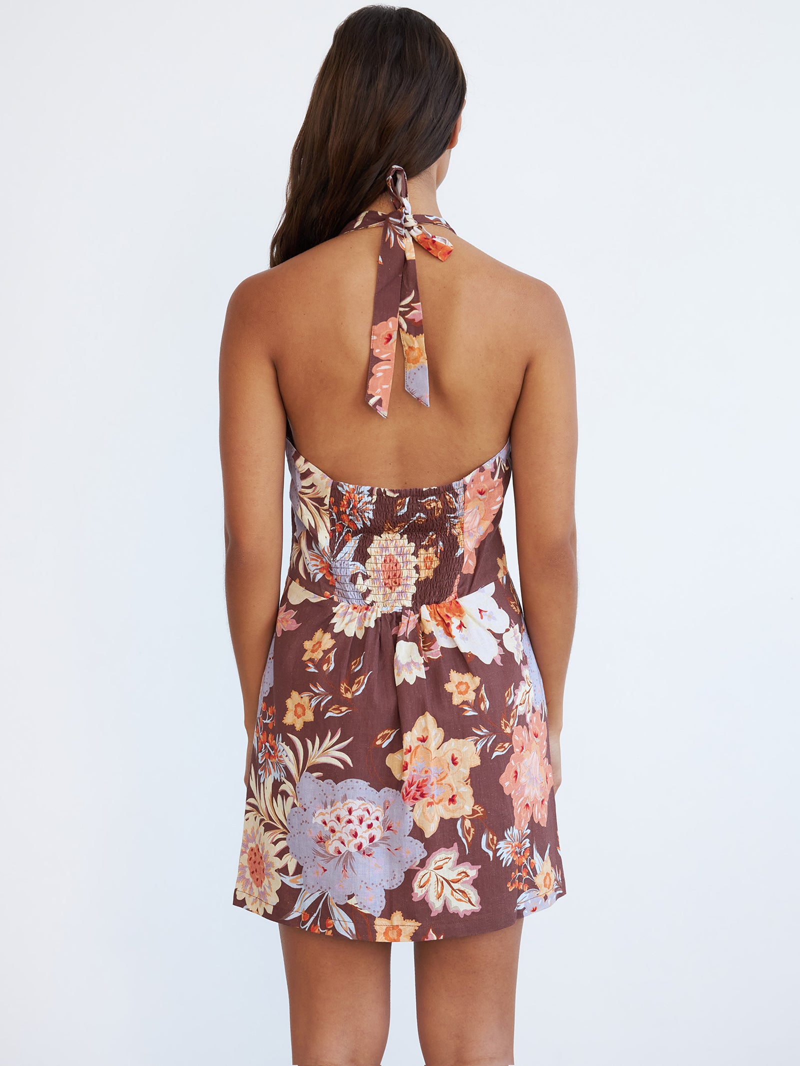 Amber Halter Dress In Peony Floral