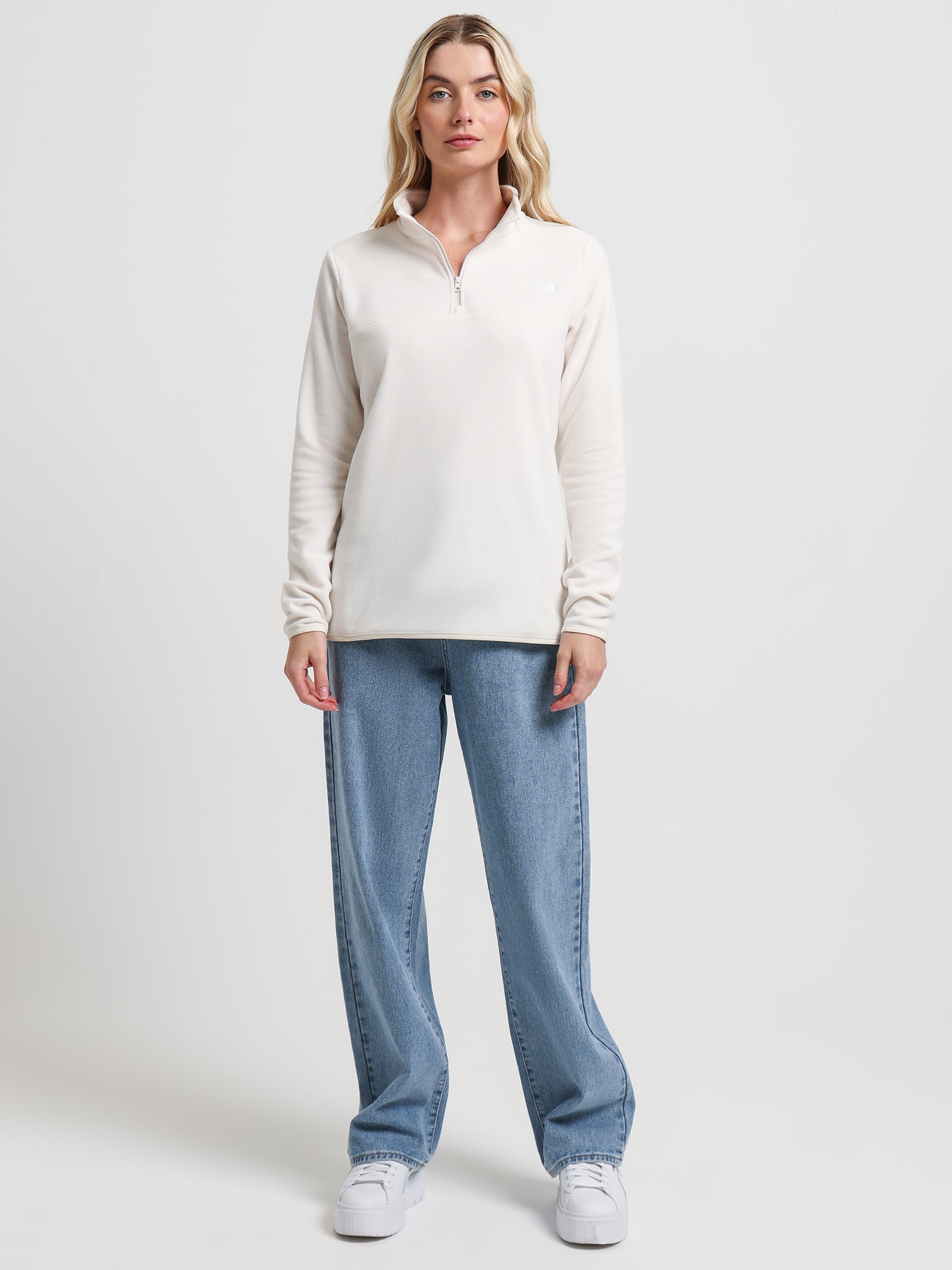 TKA Glacier 1/4 Zip Pull-Over Fleece Sweater in White Gardenia