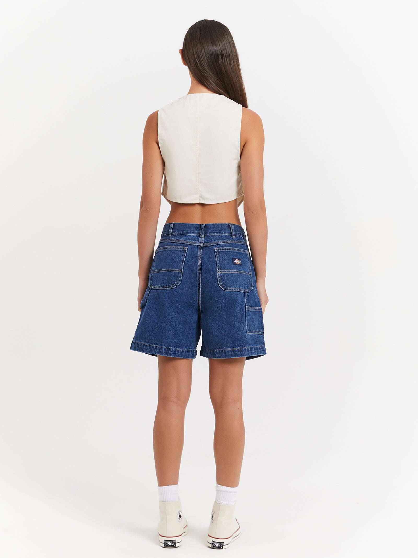 A-Line Shorts in Stone Washed Indigo